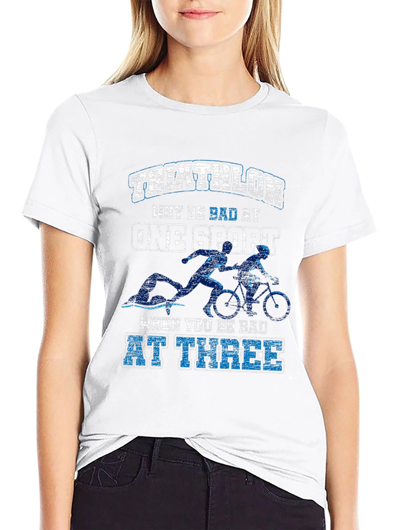 Black Triathlon Why Be Bad At One T-Shirt view 9
