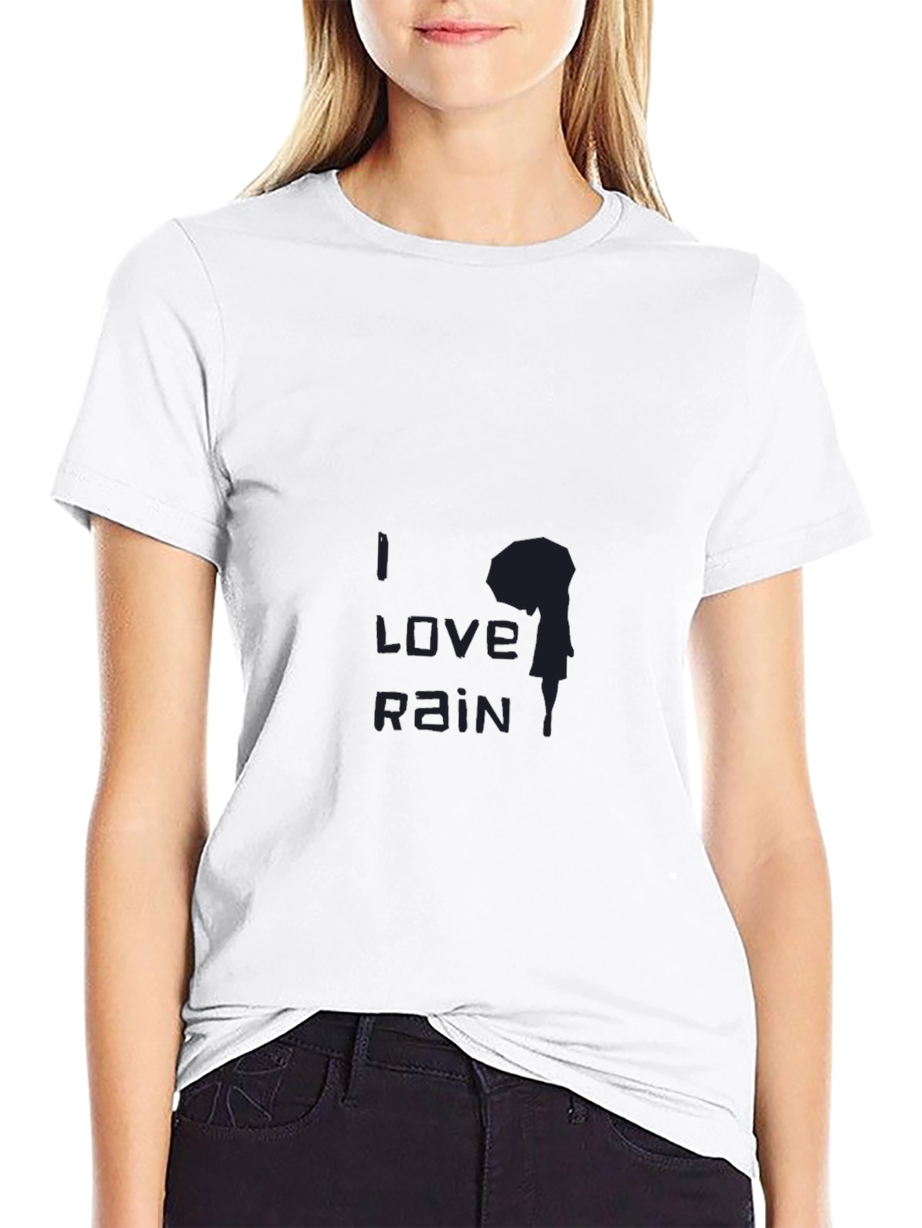 Black I Love Rain Black T-Shirt view 9
