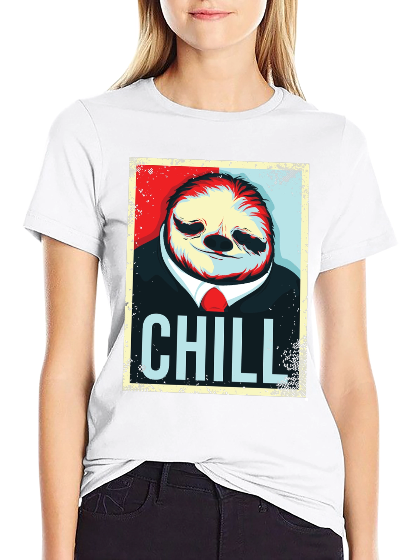 Black Chill Sloth Graphic T-Shirt - Relaxed Style view 9