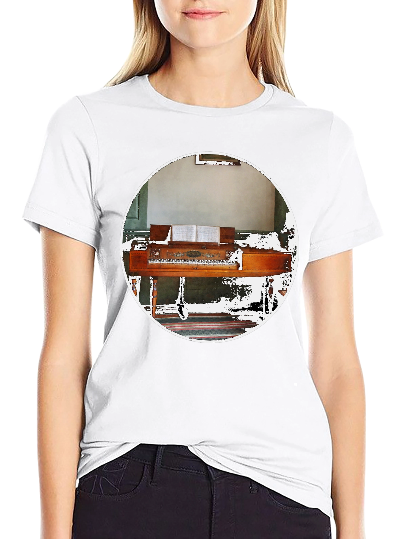 Black Piano Graphic Tee - Musical Instrument Shirt view 9
