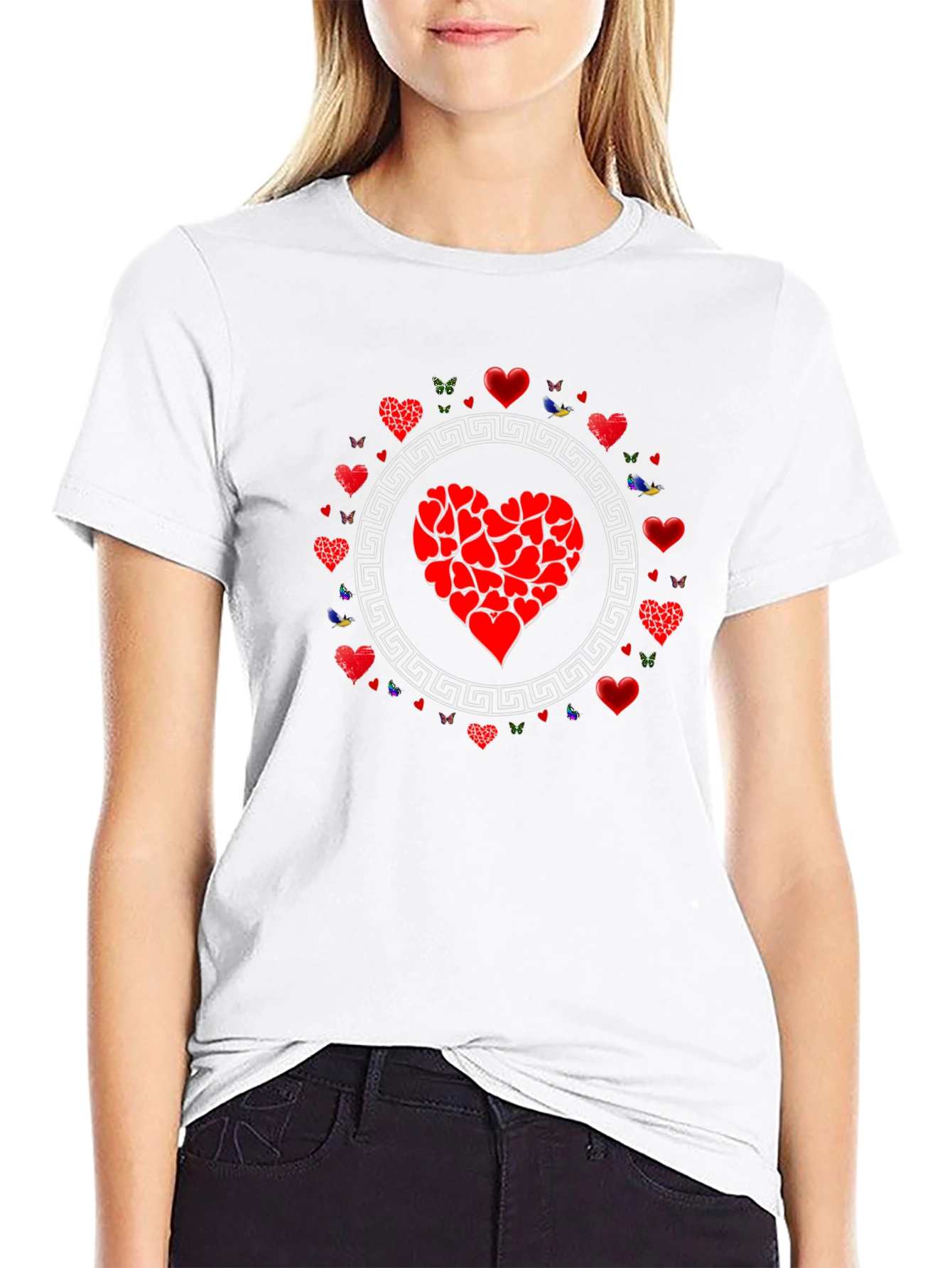 Black Heart Graphic Tee - Black Cotton Casual view 9