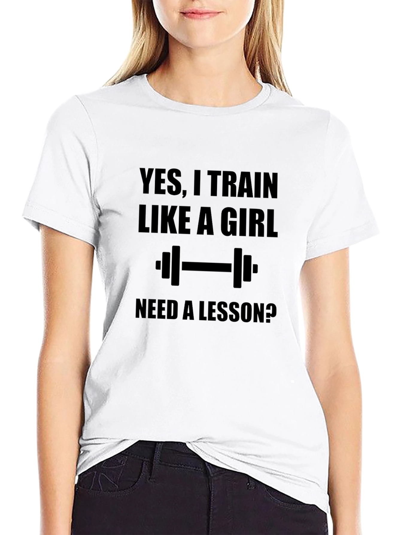 Black Humorous Gym T-Shirt: Train Like a Girl view 9