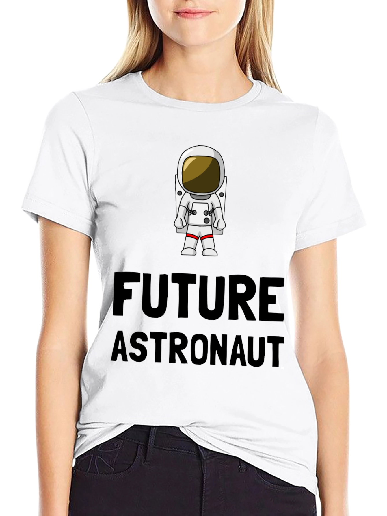Black Future Astronaut T-Shirt - Black Cotton Crew Neck view 9