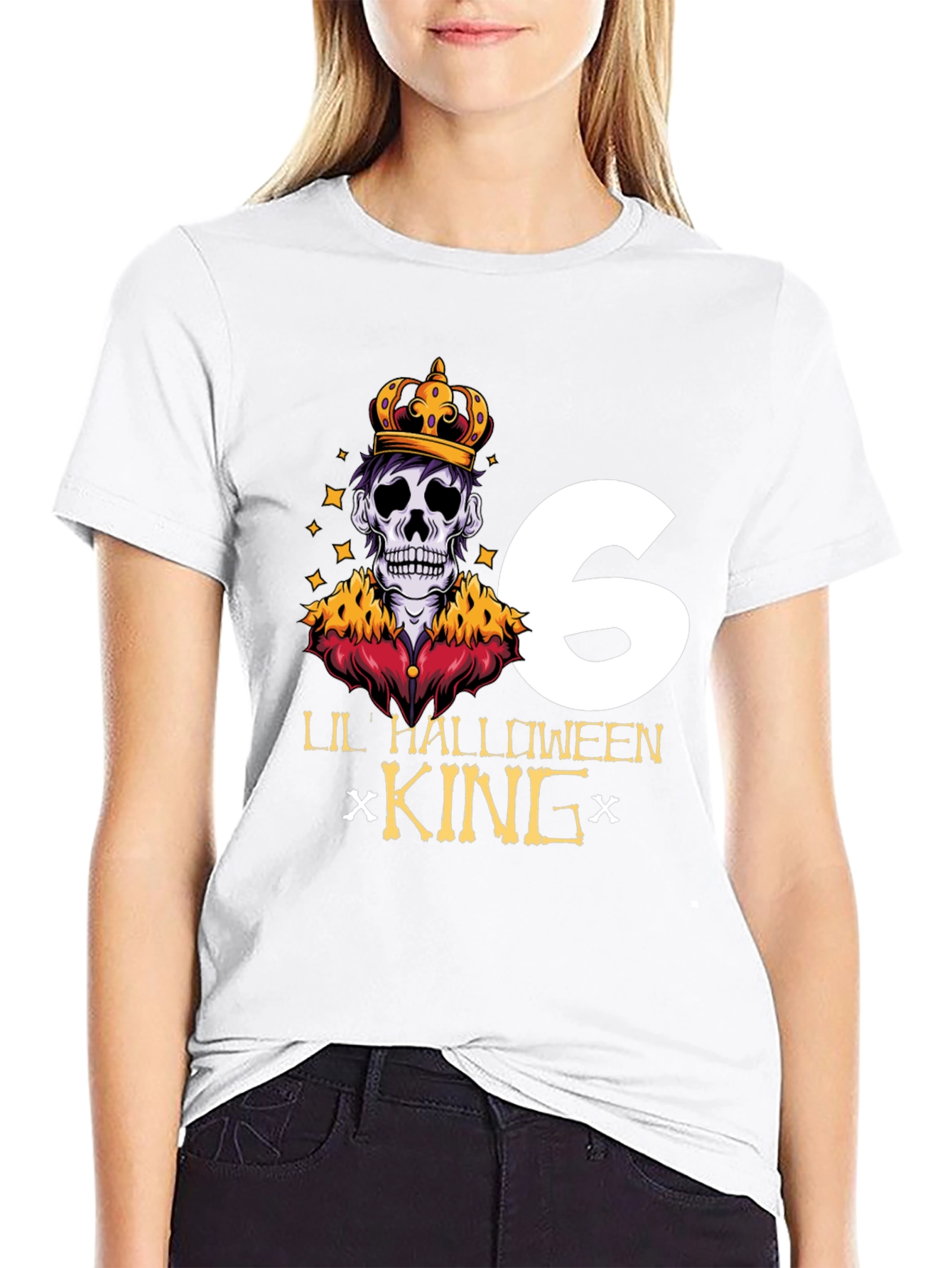 Black Lil' Halloween King Sixth Birthday T-Shirt view 9