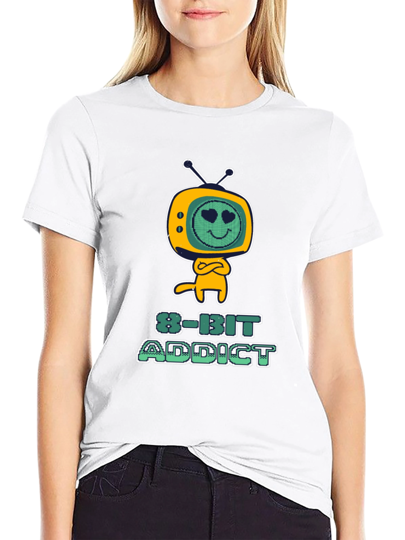 Black 8-Bit Addict Graphic Tee view 9