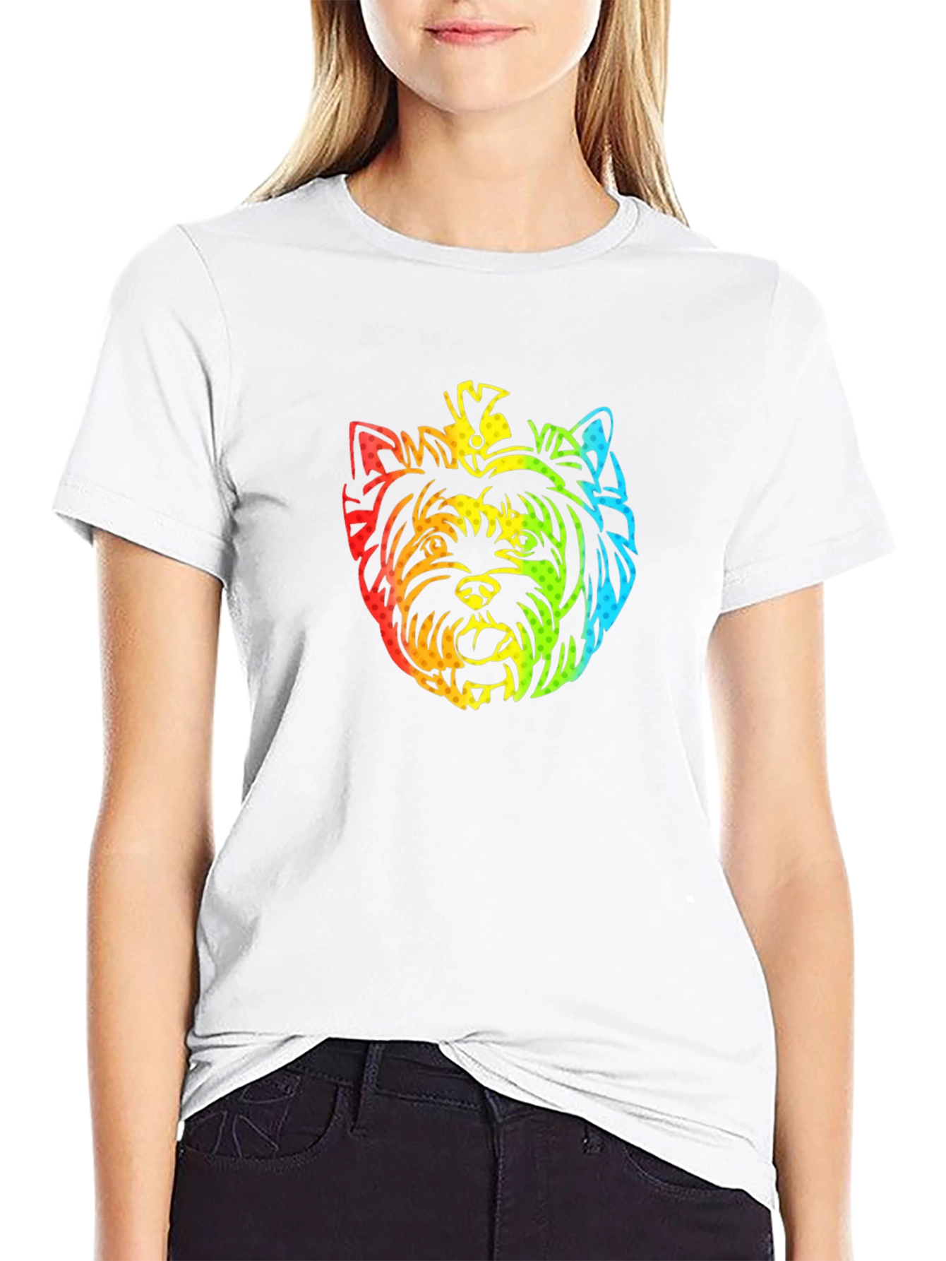 Black Rainbow Yorkshire Terrier Graphic T-Shirt view 9