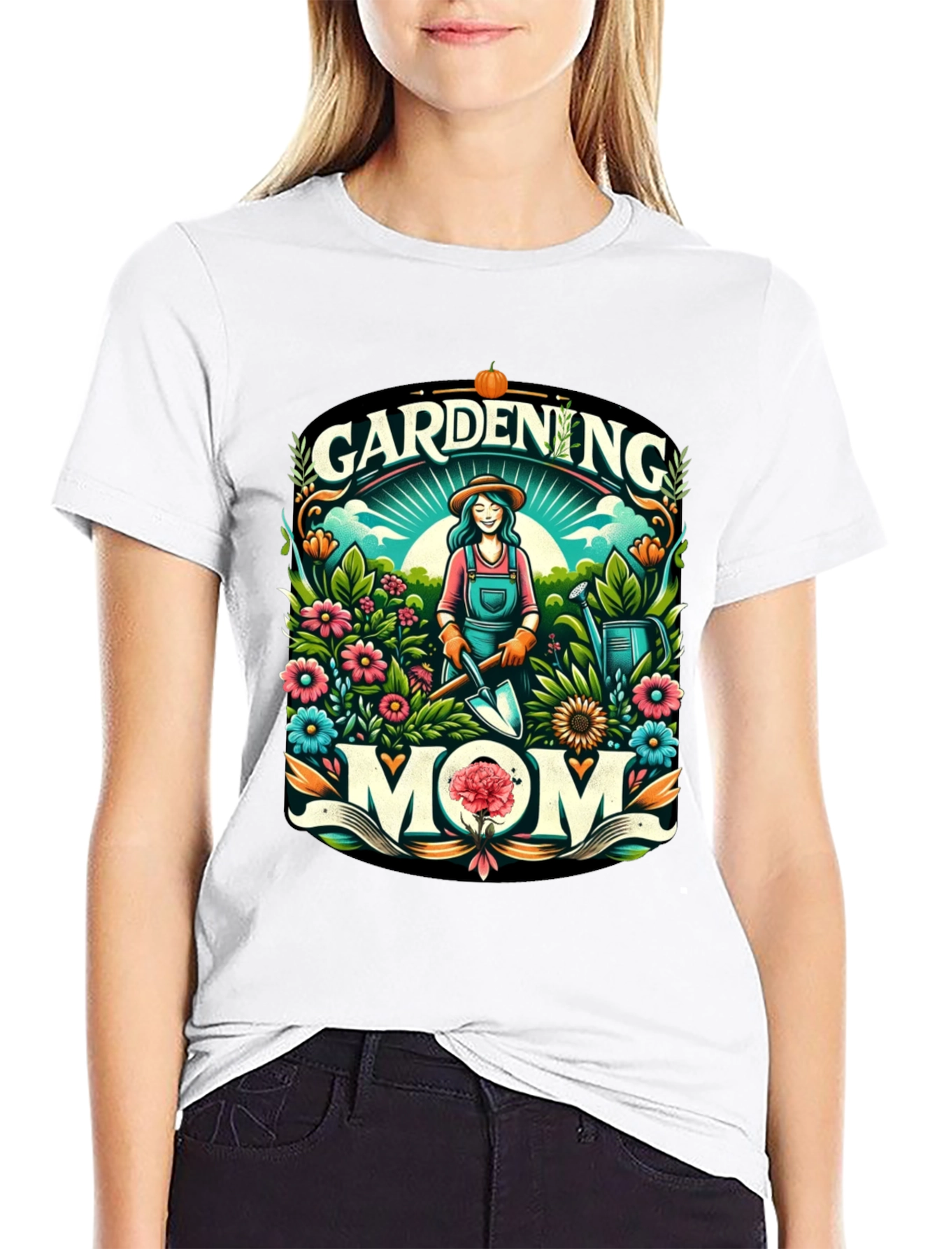 Gardening Mom Graphic Tee - Black Cotton Blend - 9