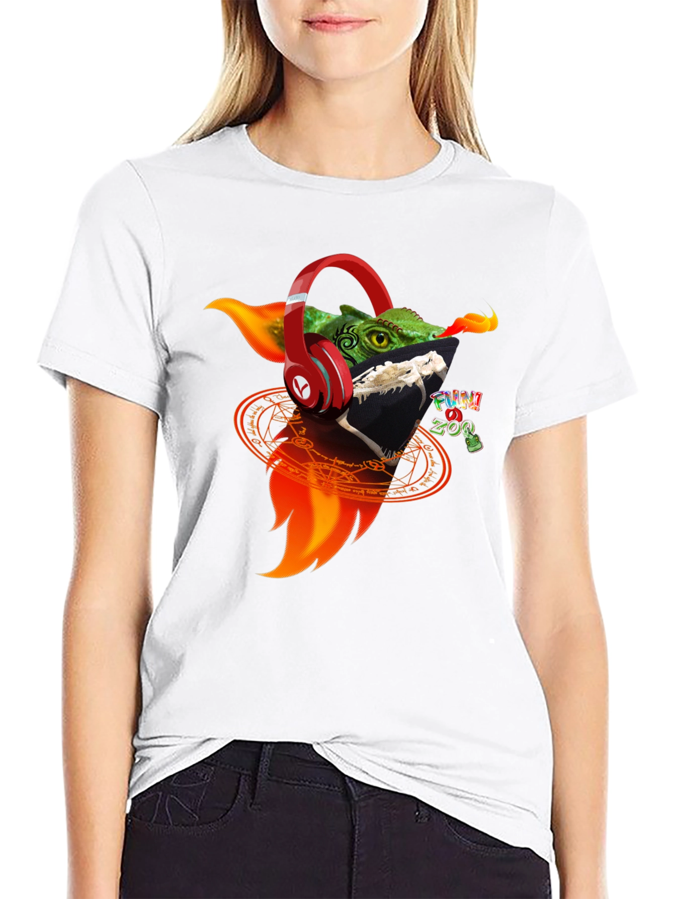 Black Fun Zoo Dragon Graphic Tee - Black view 9