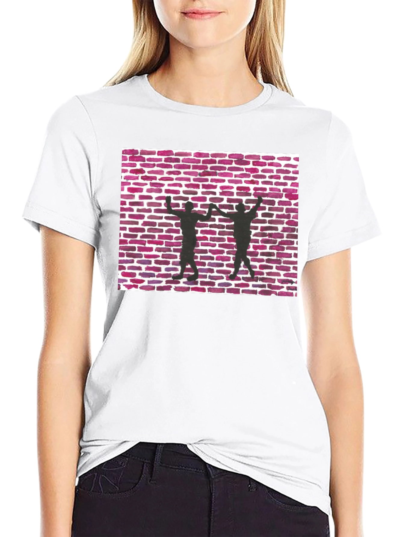 Black Brick Wall Dance Silhouette Graphic Tee - Black view 9