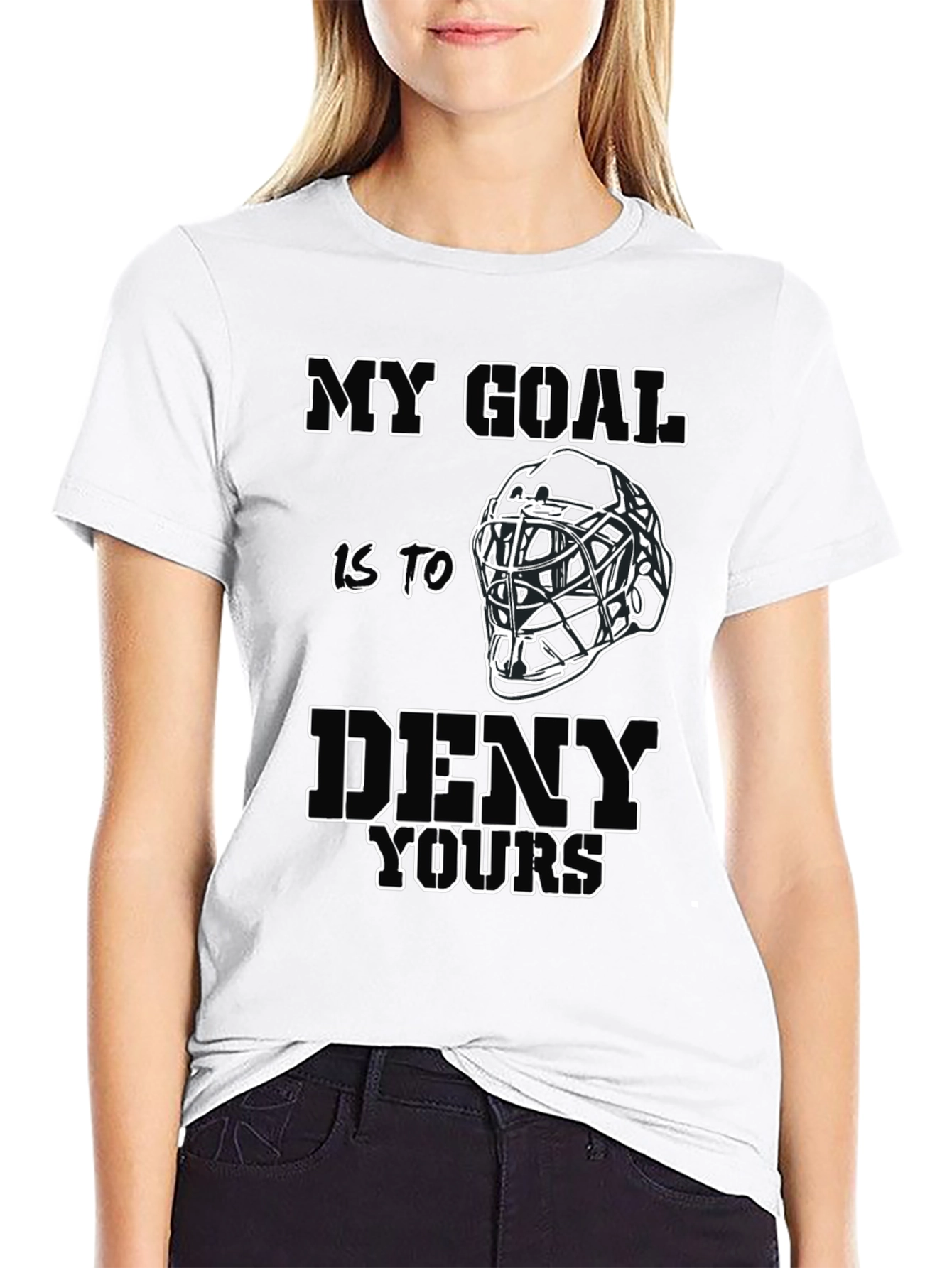 Black My Goal Is To Deny Yours - Hockey Goalie T-Shirt view 9