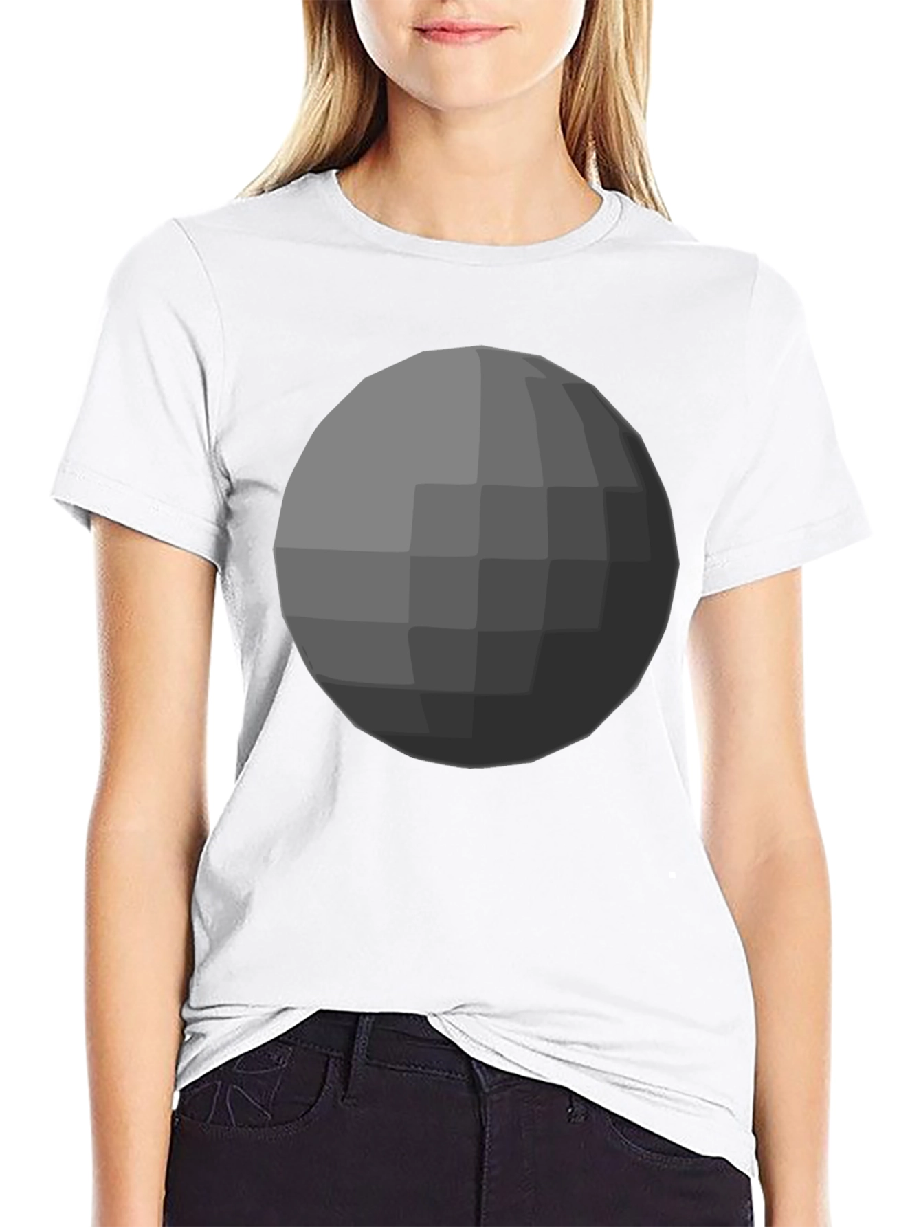 Black Geometric Sphere Graphic Tee - Modern Minimalist Design view 9
