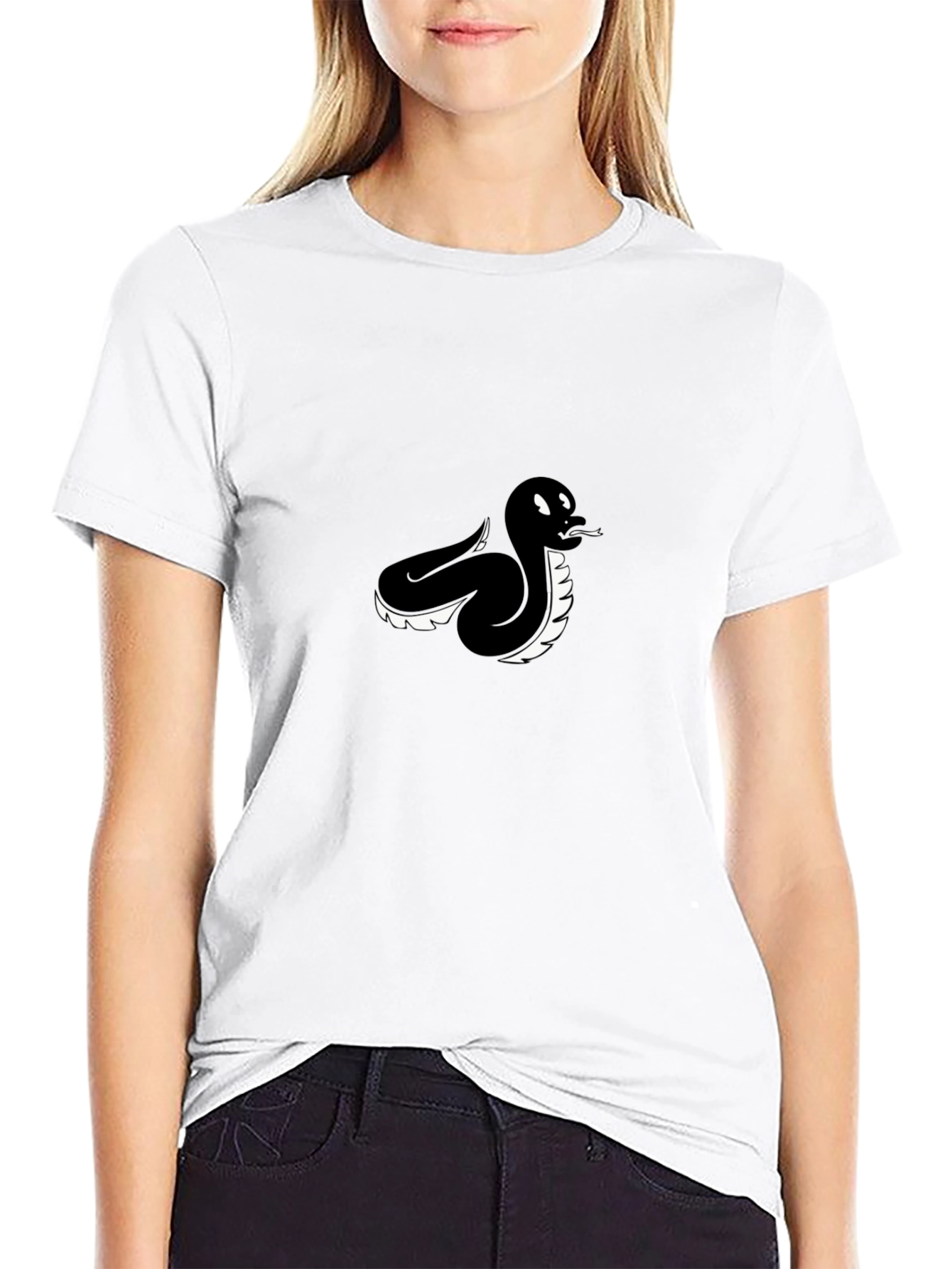 Black Black Snake Graphic Tee - Cool Cartoon Serpent Design view 9