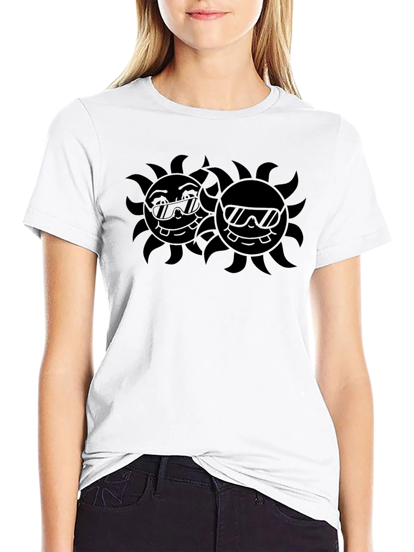Black Cool Sun Graphic Tee - Black Cotton Blend view 9