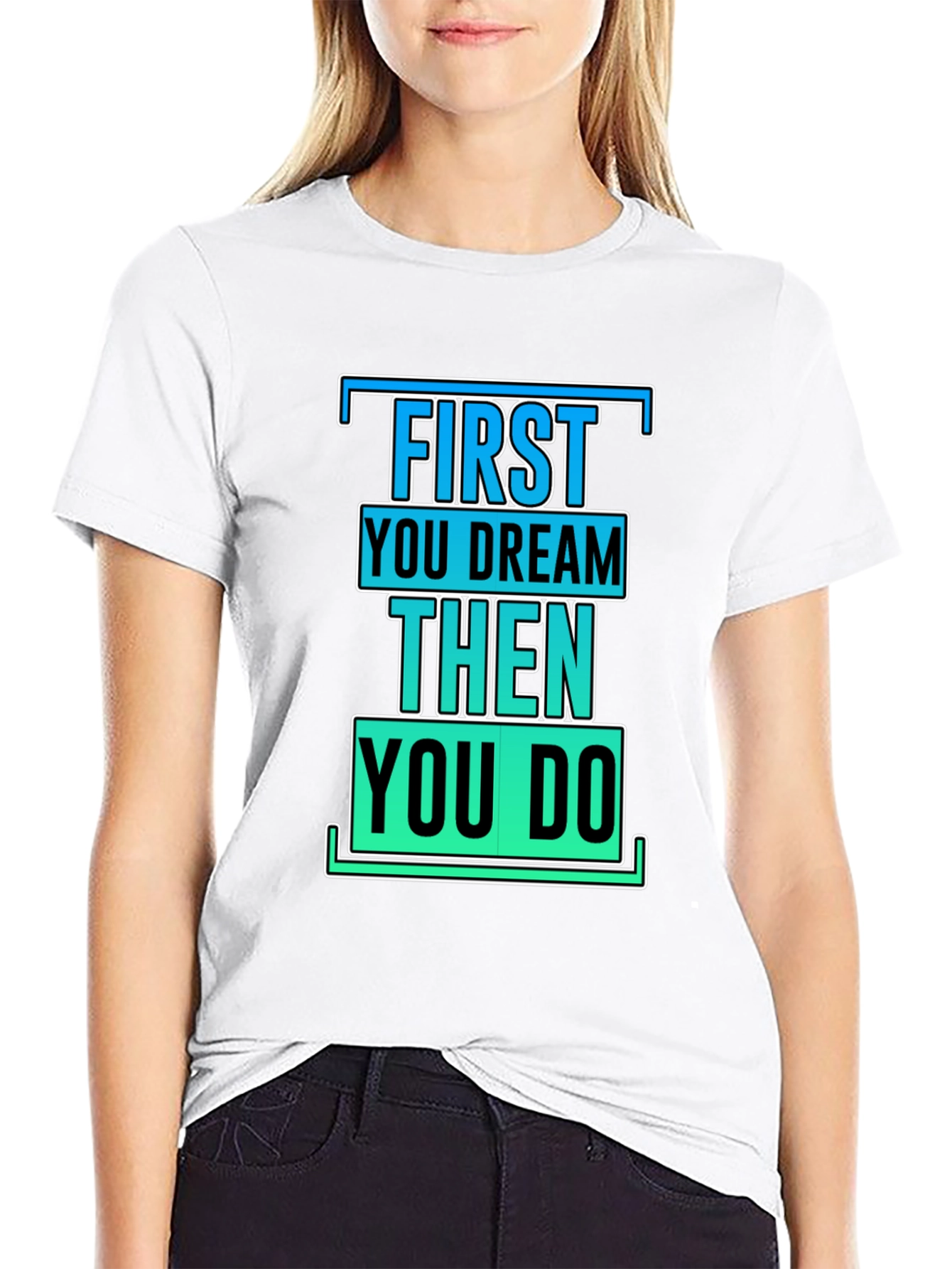 Black Inspirational First Dream Then Do T-Shirt view 9