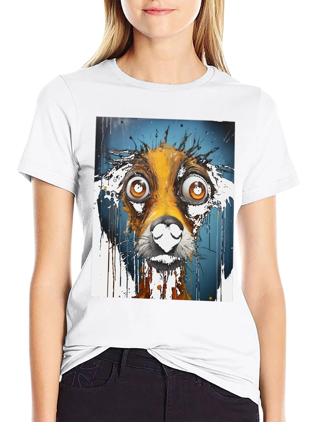 Black Dog Art Graphic Tee - Unisex Black Cotton T-Shirt view 9