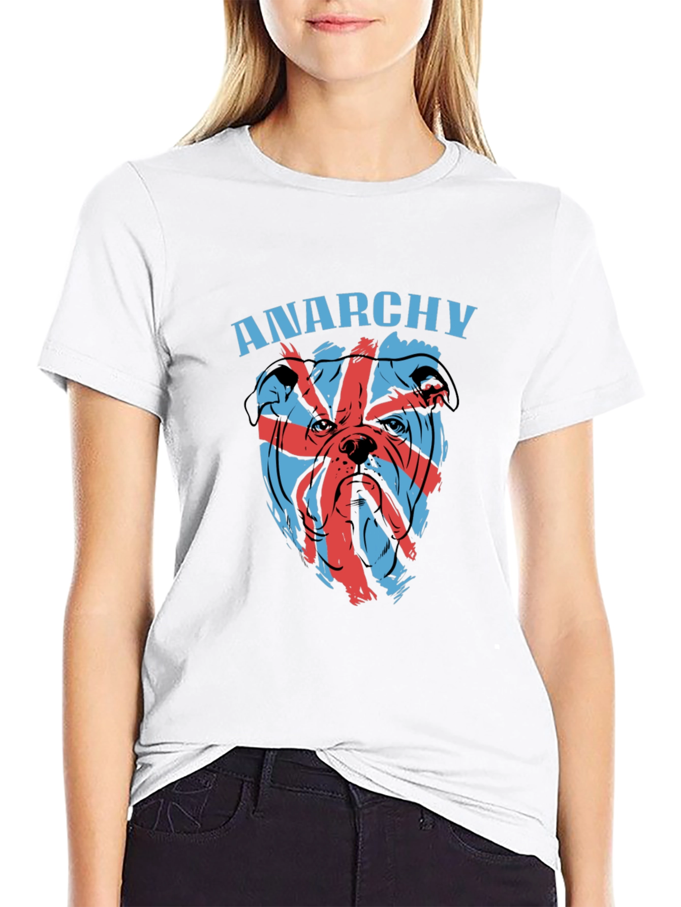 Black Anarchy Bulldog Graphic Tee - Edgy Style view 9