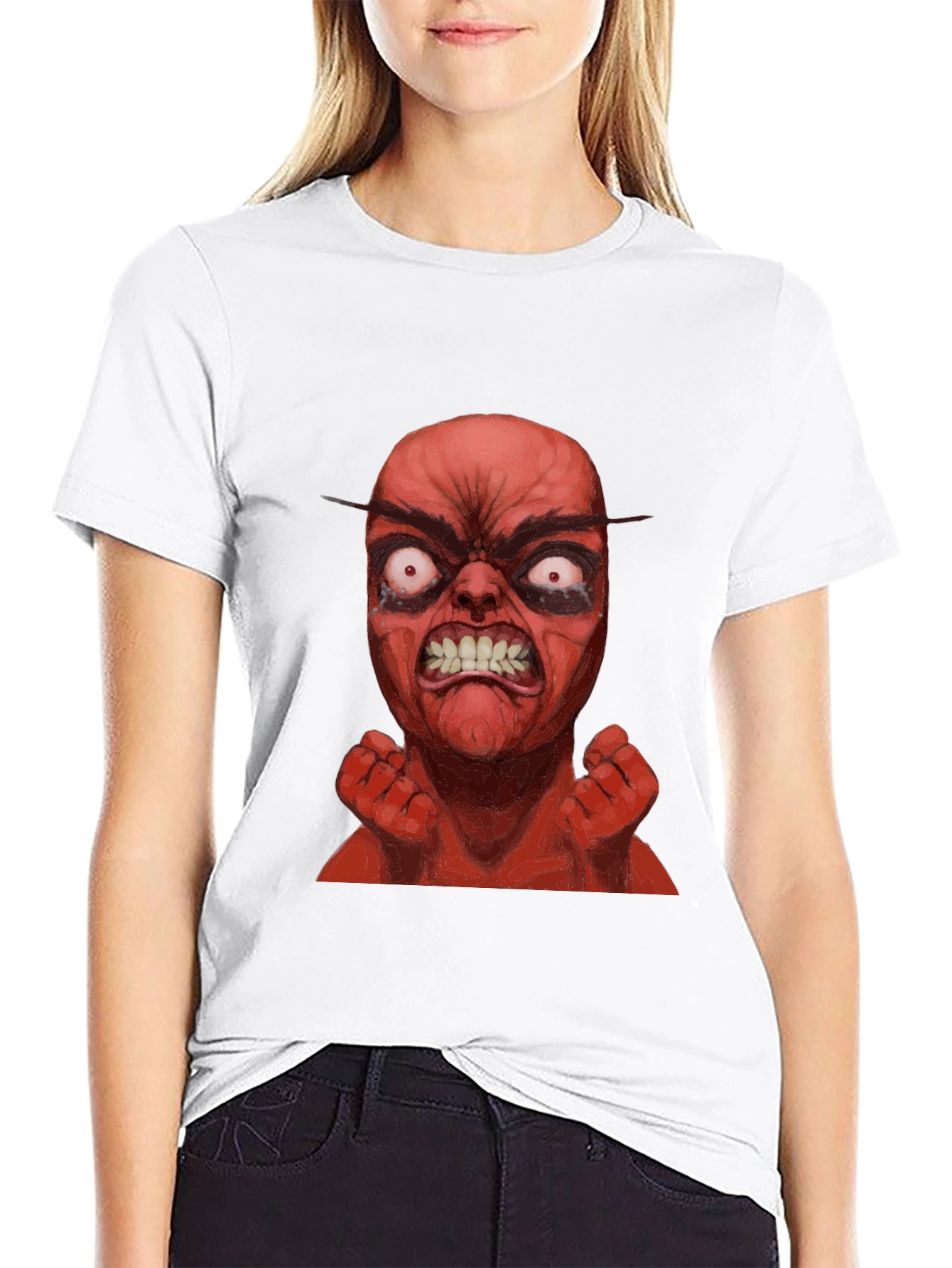 Black Angry Red Character Graphic T-Shirt view 9