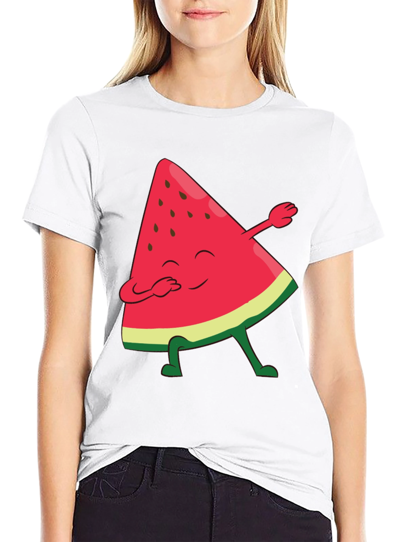 Black Watermelon Dab Funny Graphic Tee view 9