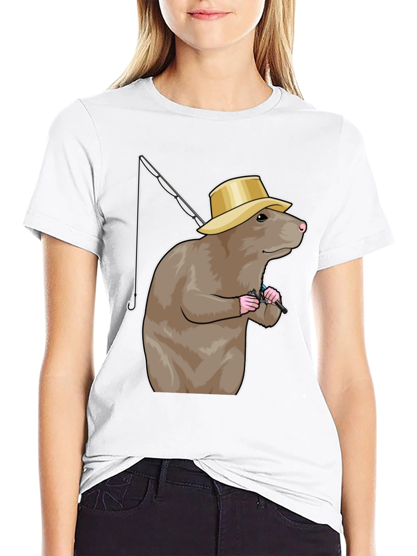 Black Fishing Rodent Black Cotton Tee view 9