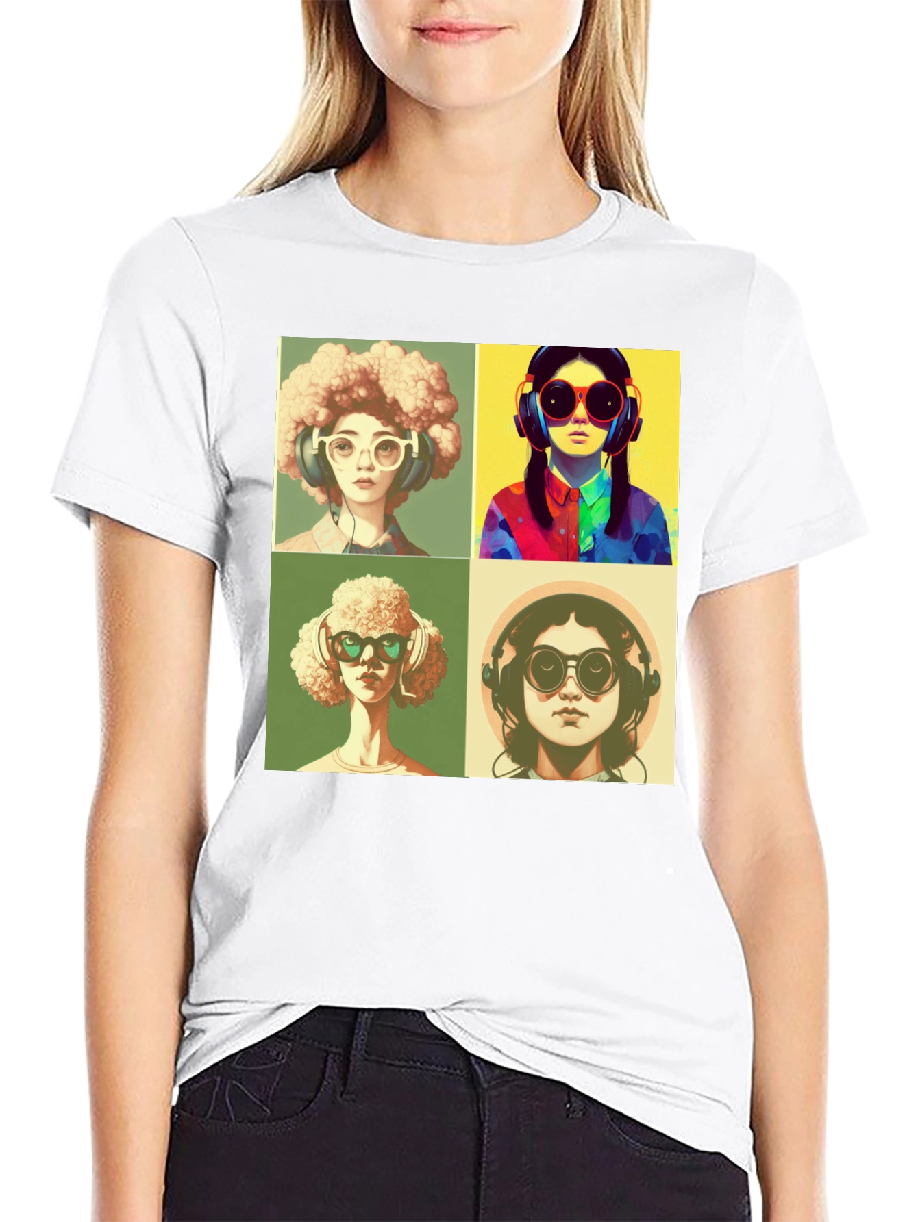 Black Retro Pop Art T-Shirt - Music Lover Fashion view 9