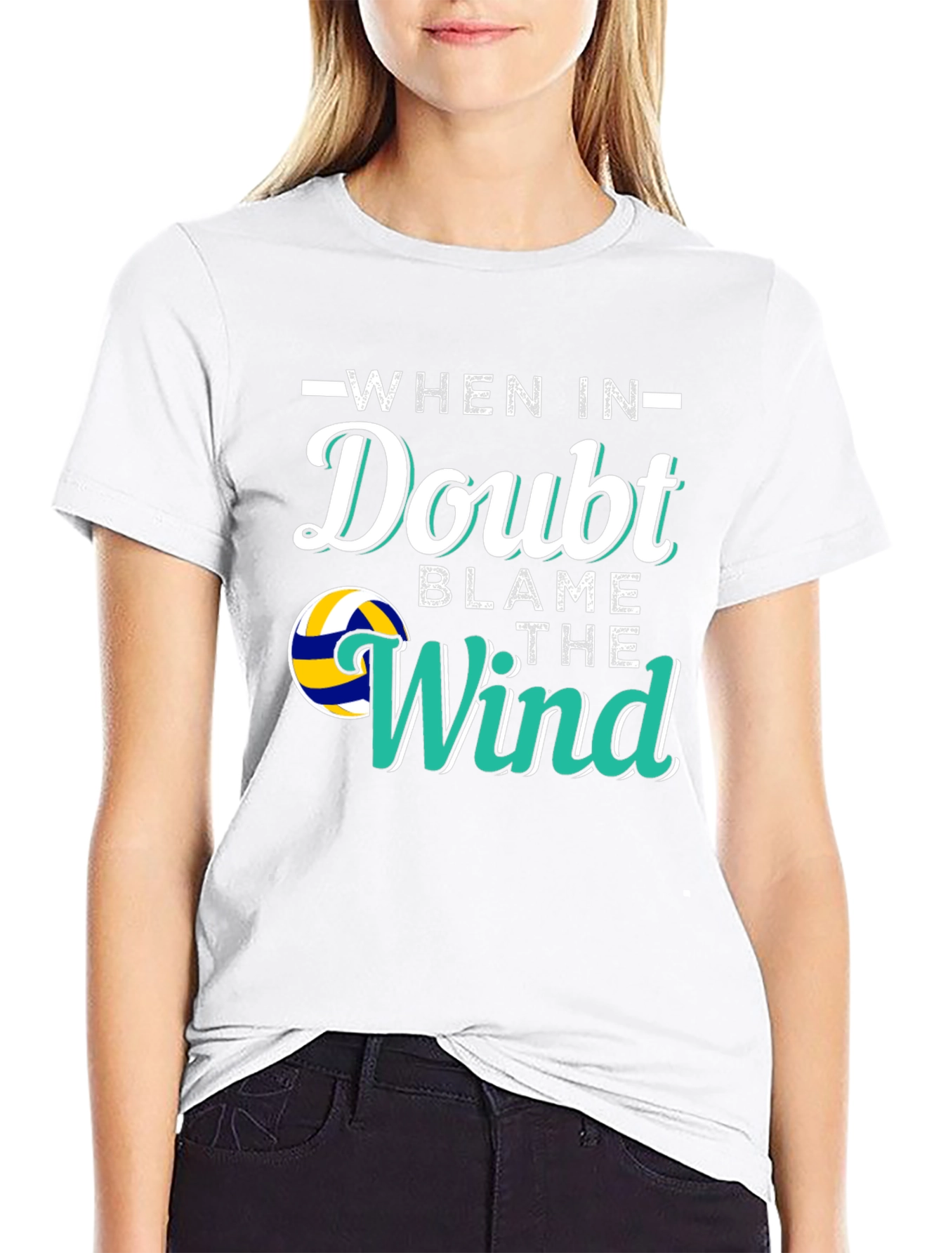 Black Volleyball When In Doubt Blame the Wind Graphic T-Shirt view 9