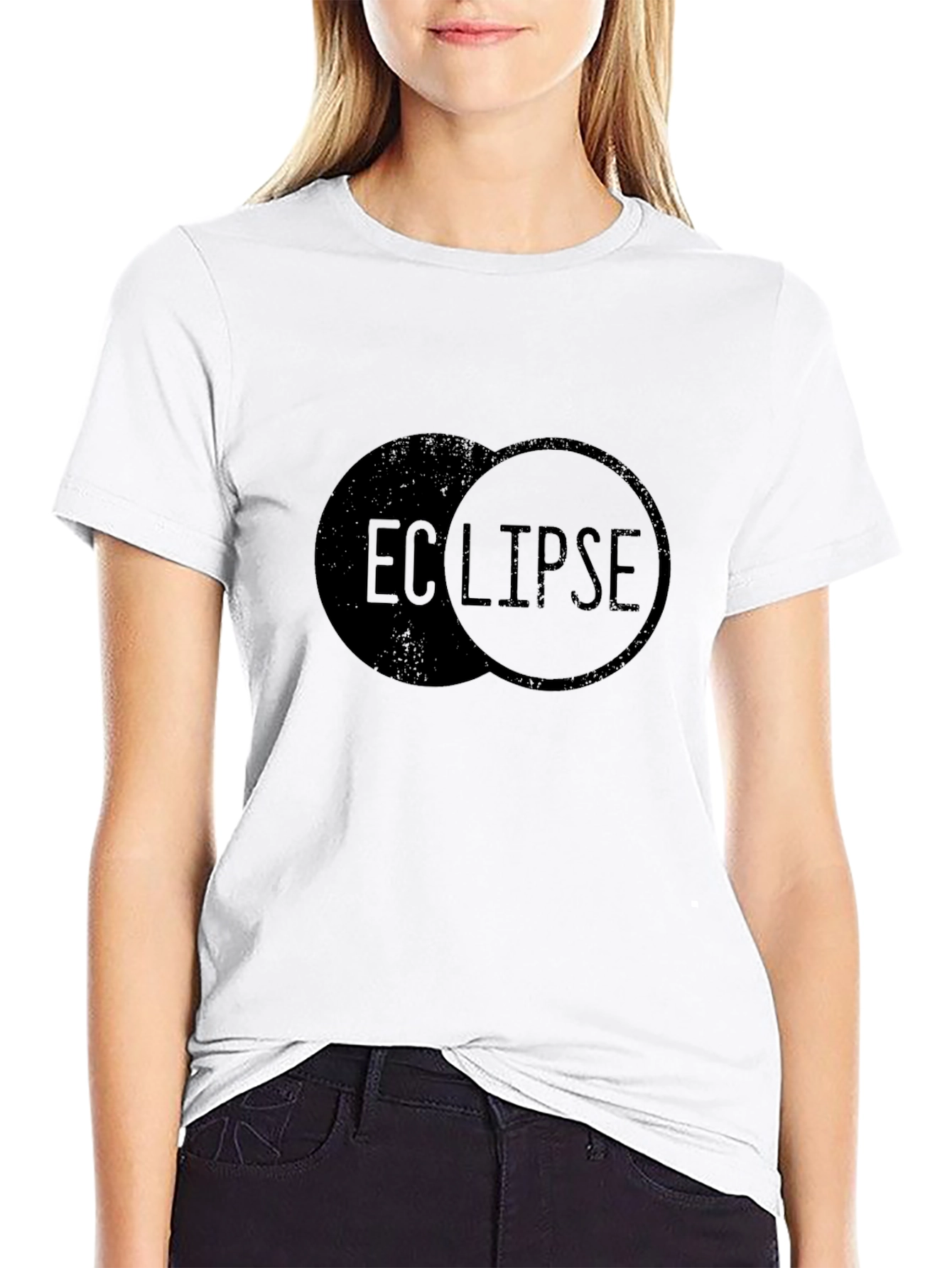 Black Eclipse Graphic Print Black T-Shirt view 9