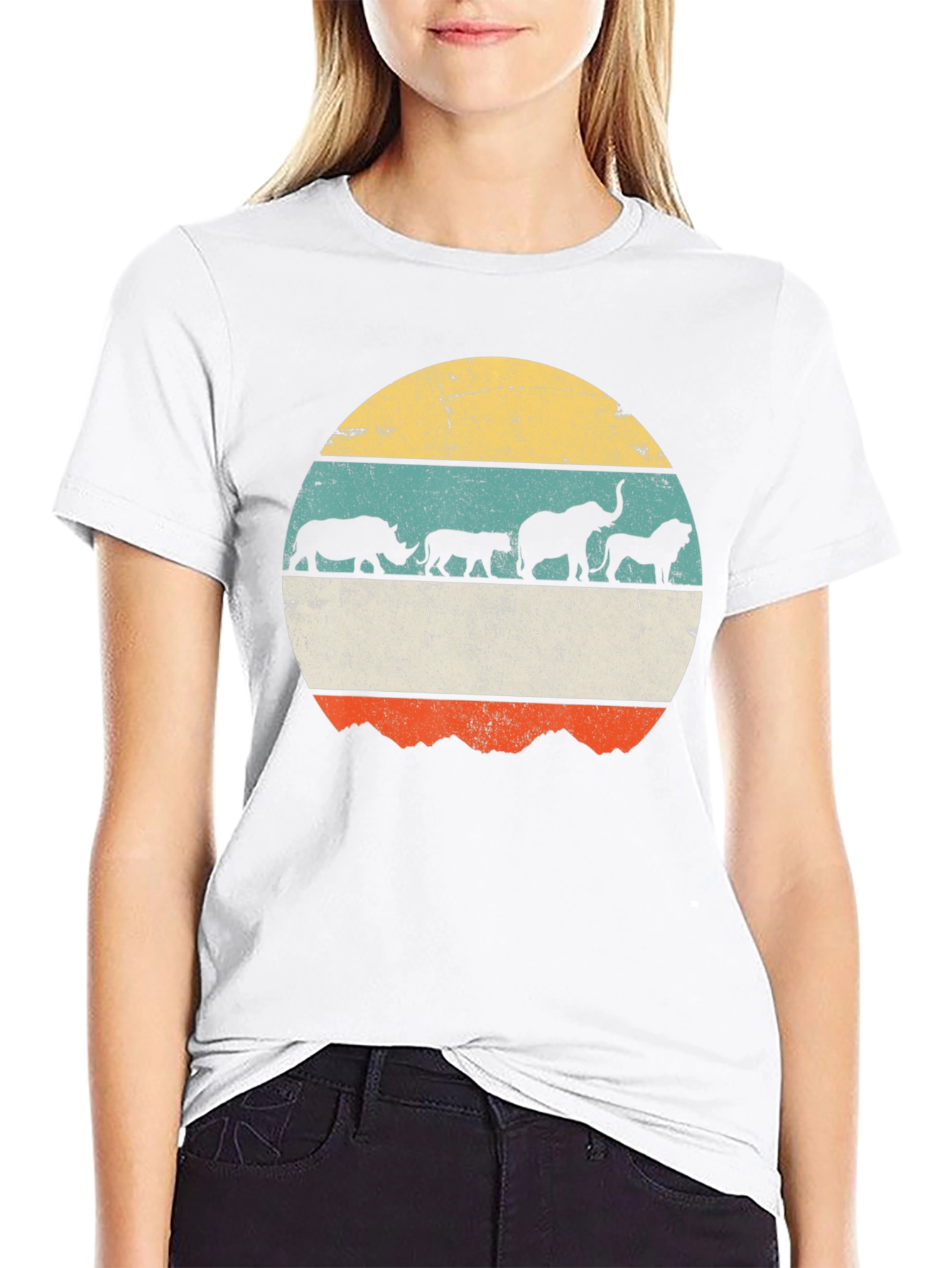 Black Retro Safari Animal T-Shirt view 9