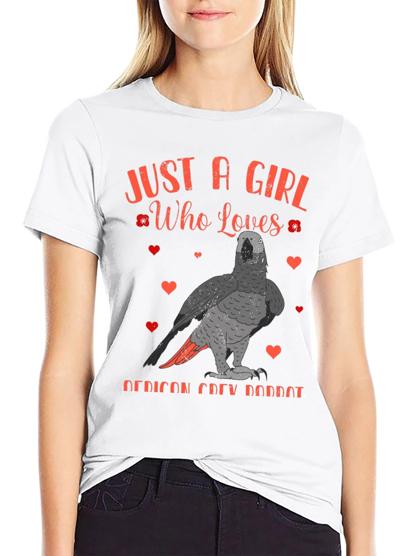African Grey Parrot Lover T-Shirt - Just a Girl Who Loves Parrots - 9