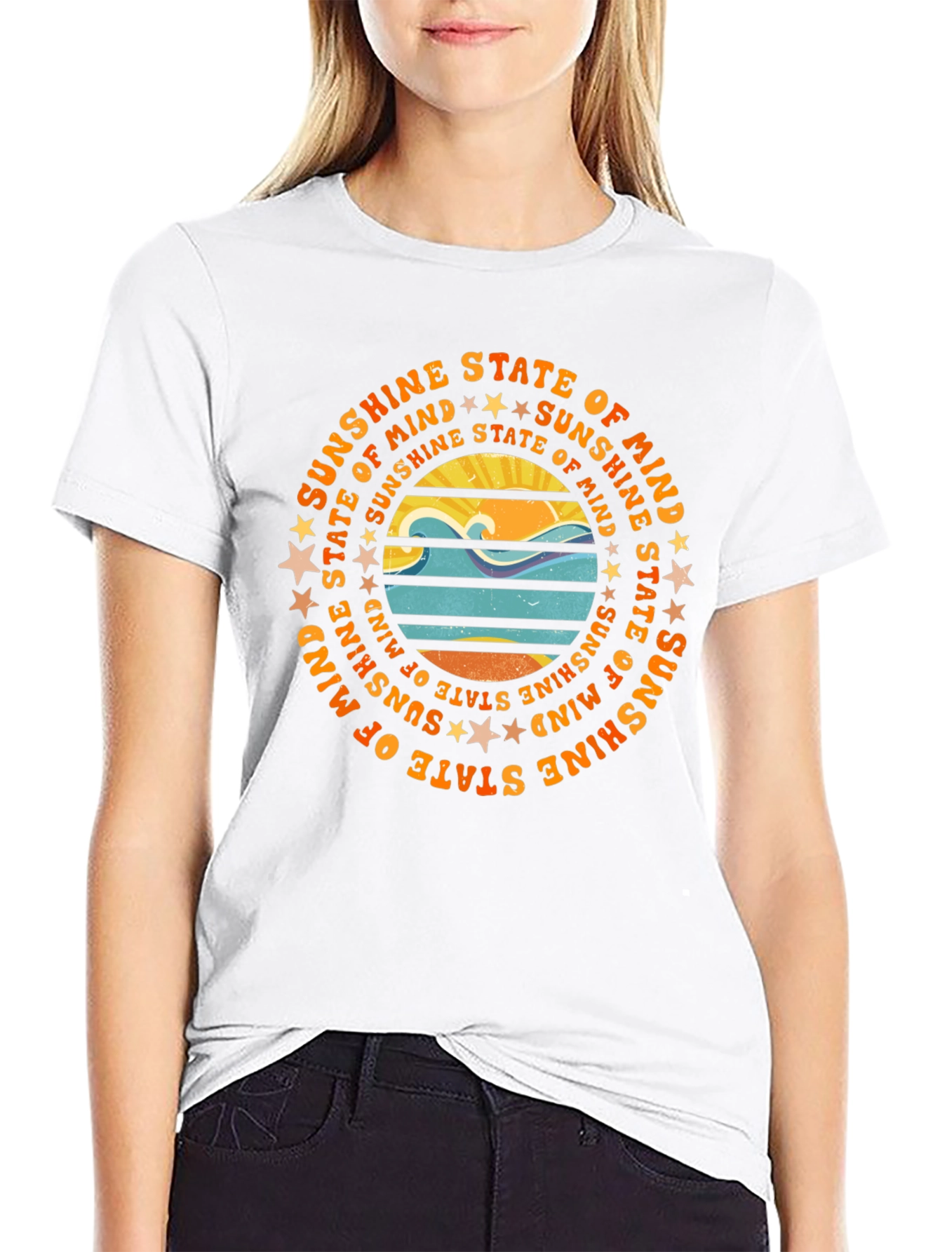 Black Sunshine State of Mind Graphic Tee - Stylish Unisex T-Shirt view 9