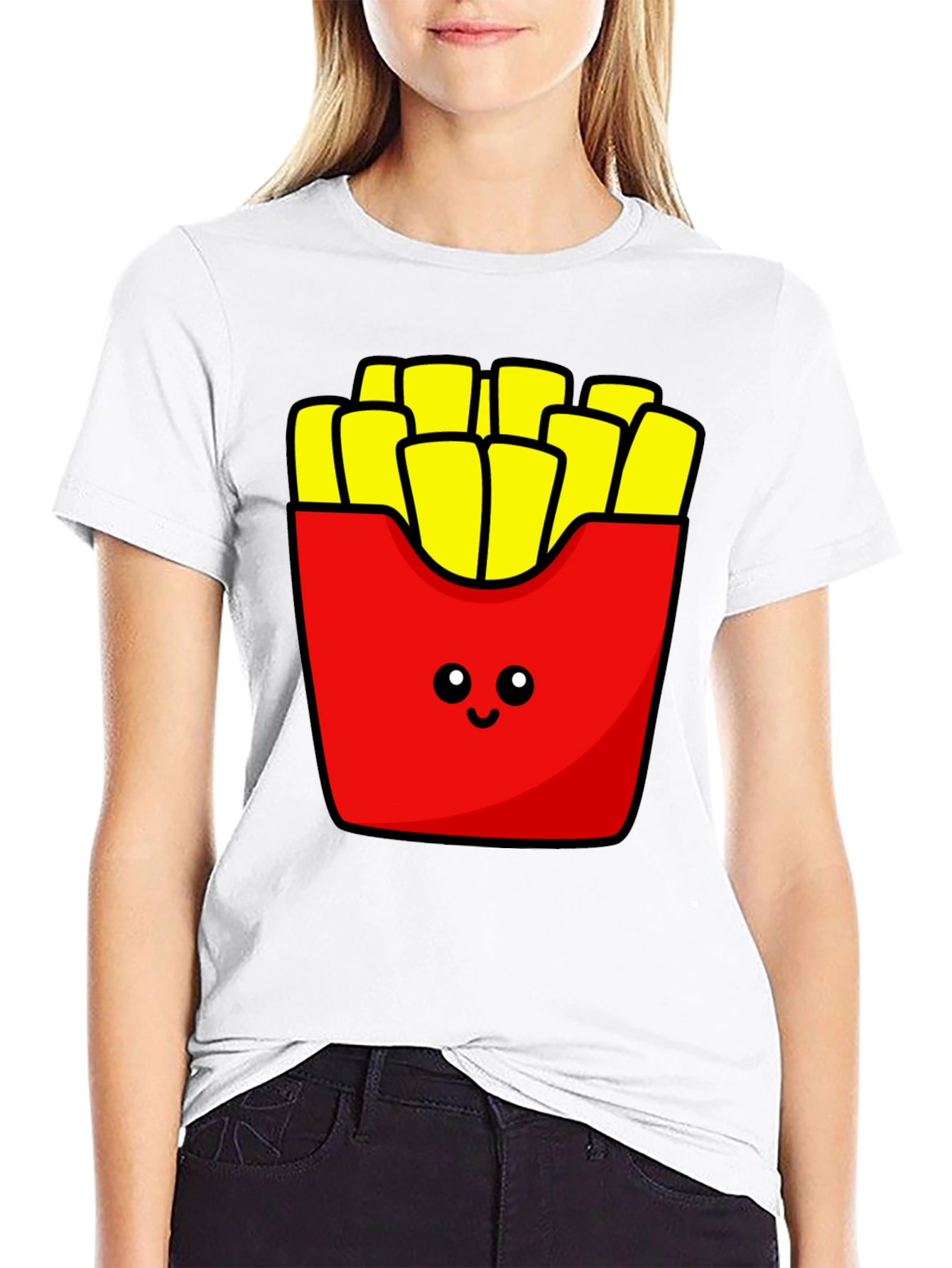 Black Cute French Fries Graphic Tee view 9