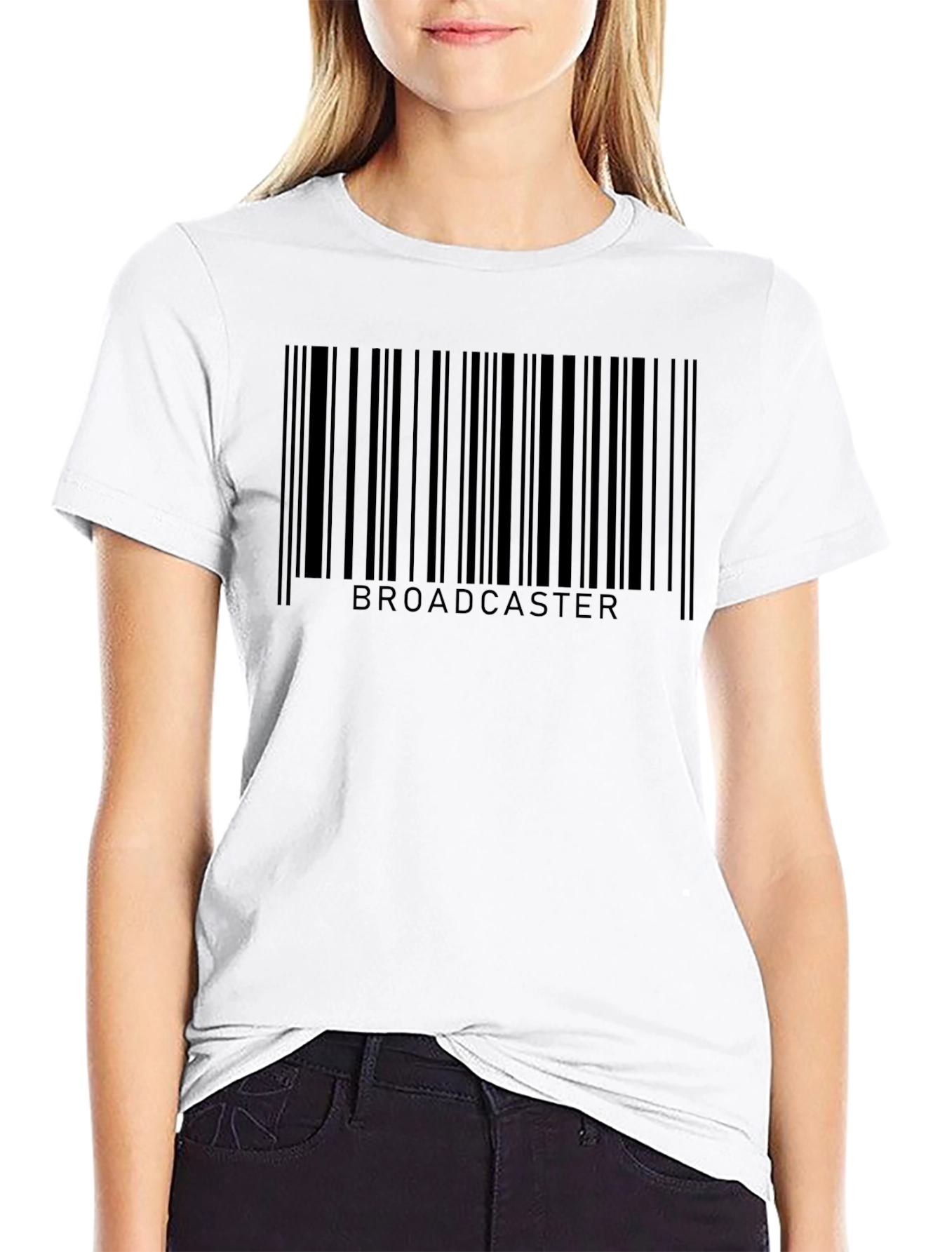 Black Broadcaster Barcode Black T-Shirt view 9