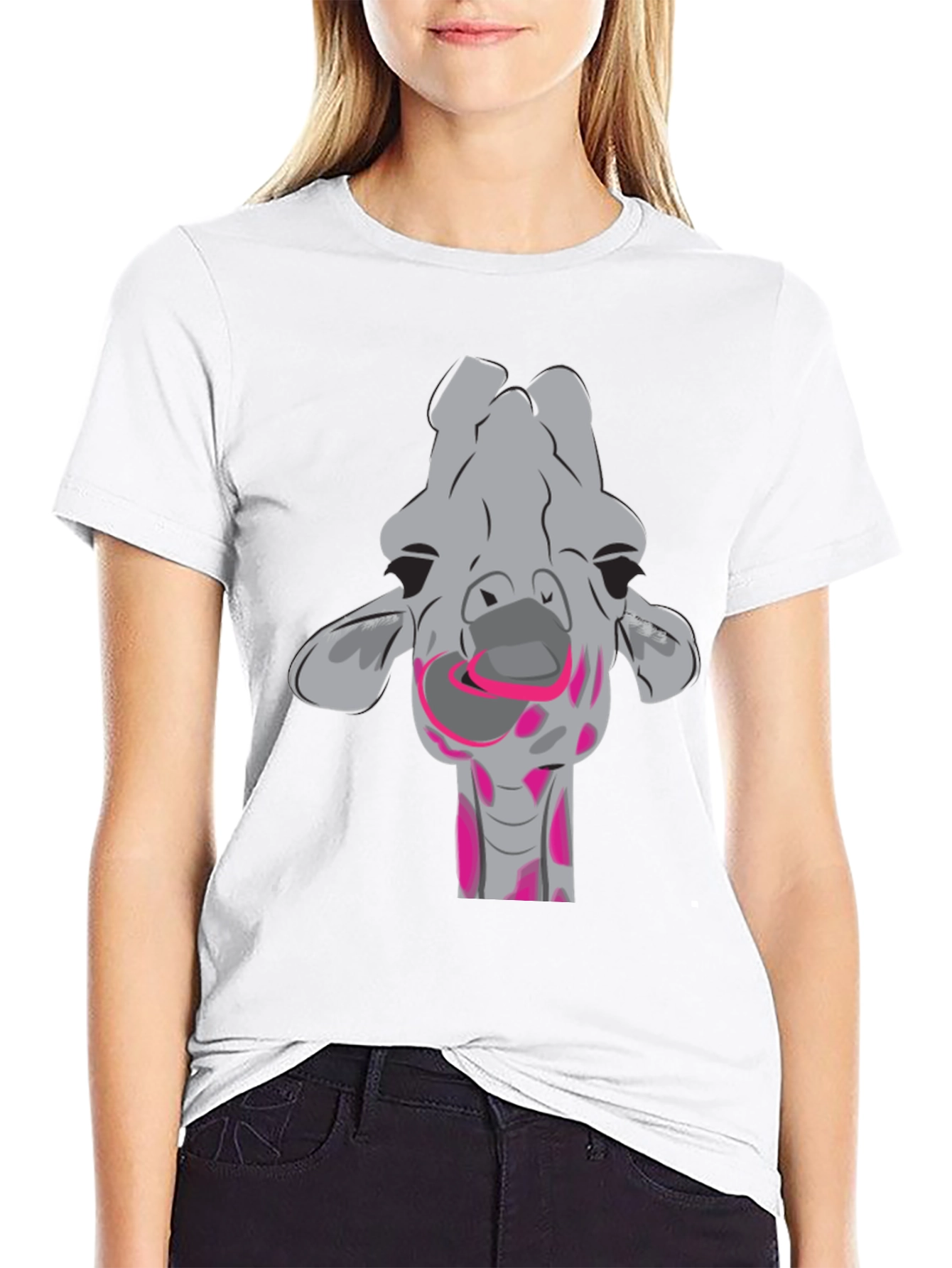 Black Fun Giraffe Graphic T-Shirt view 9