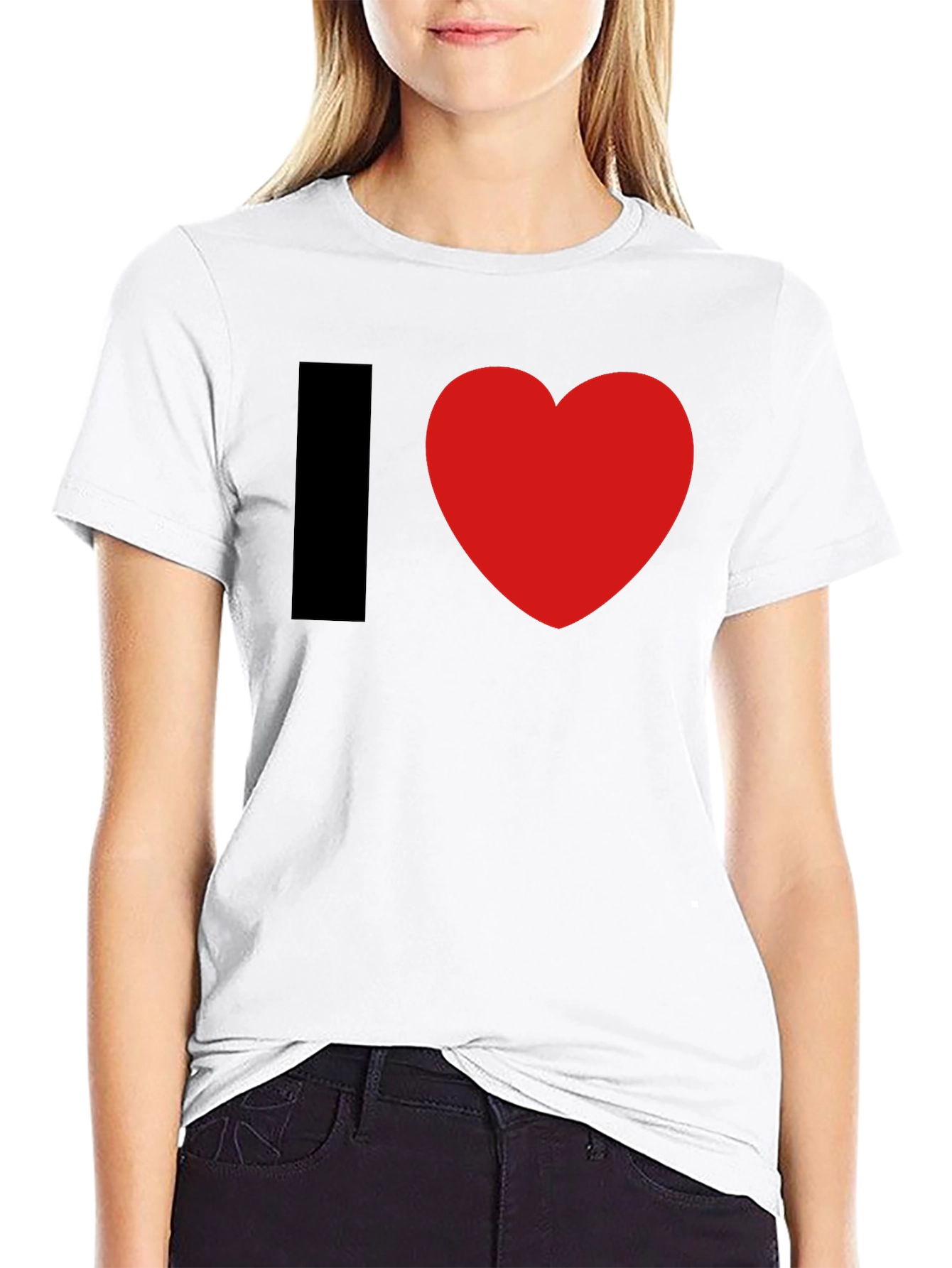 Black I Heart Graphic Tee - Black Cotton Blend T-Shirt view 9