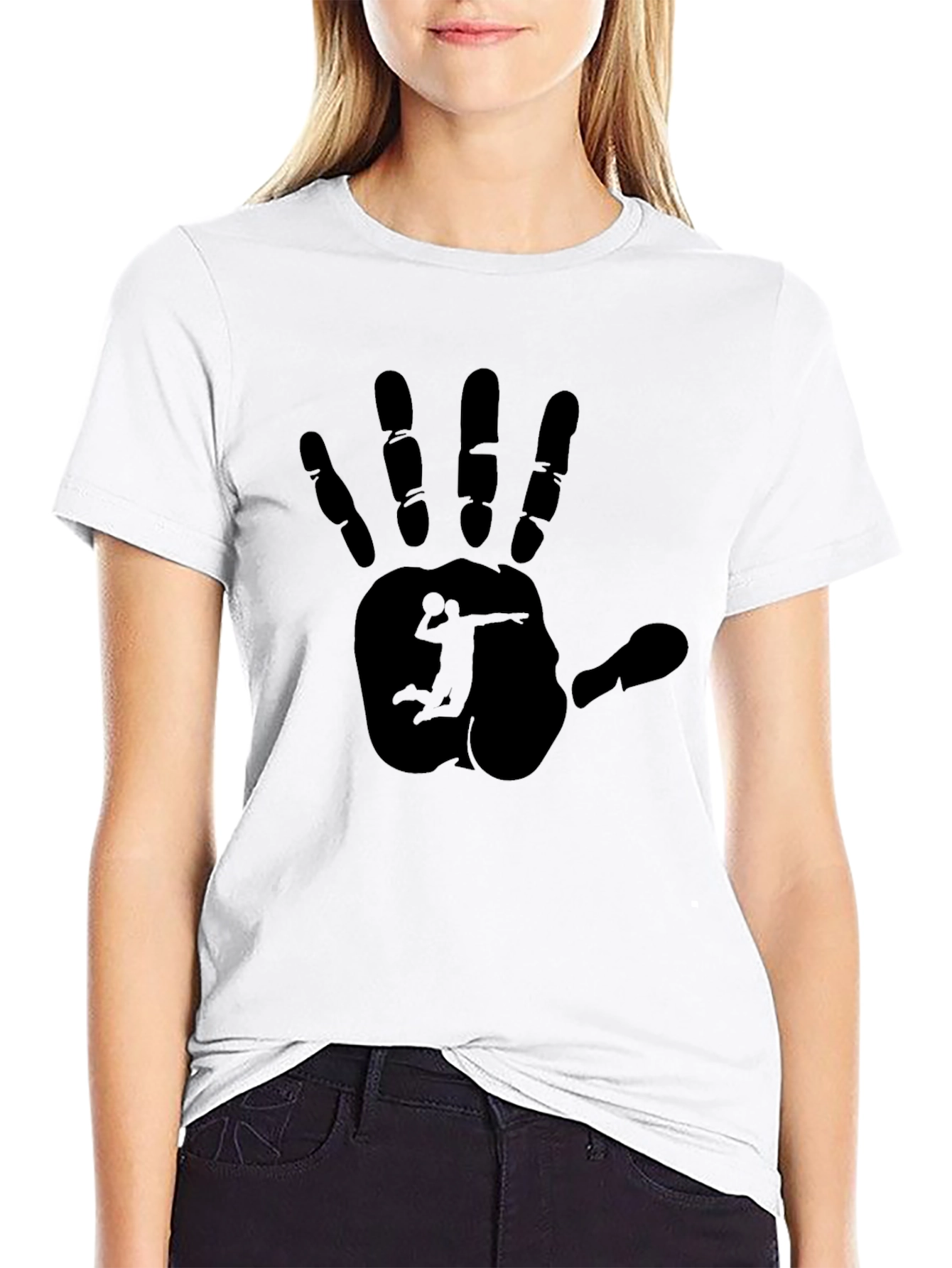 Black Volleyball Handprint Graphic Tee - Black view 9