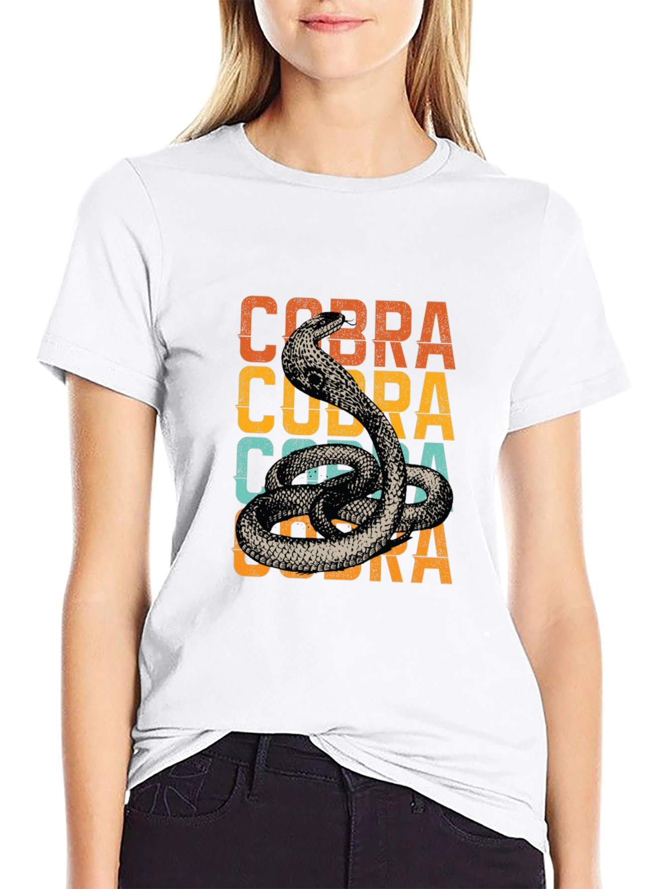 Black Retro Cobra Graphic Tee - Vintage Style Snake T-Shirt view 9