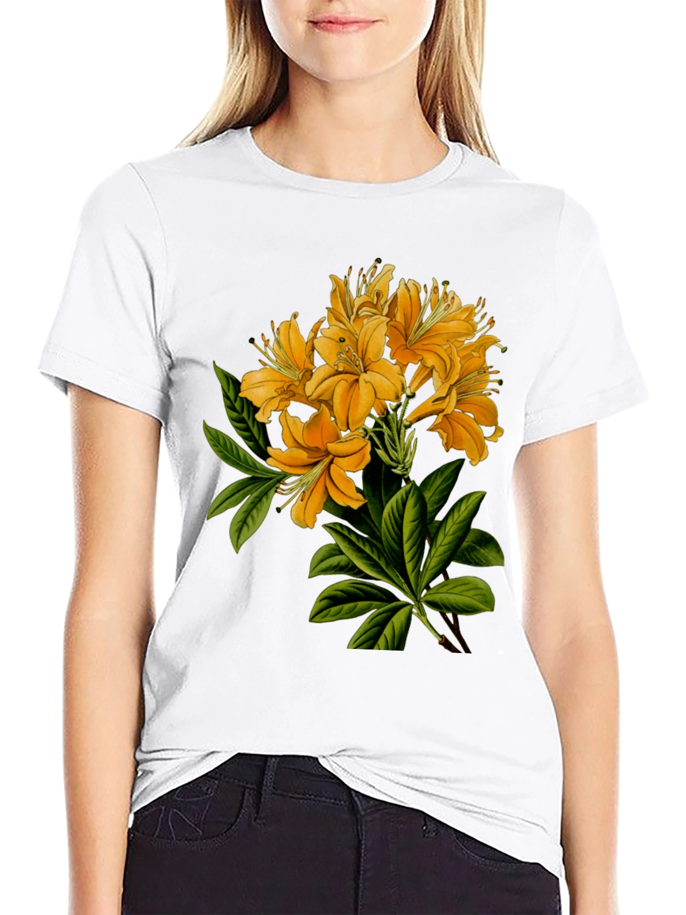 Black Floral Print Black T-Shirt view 9