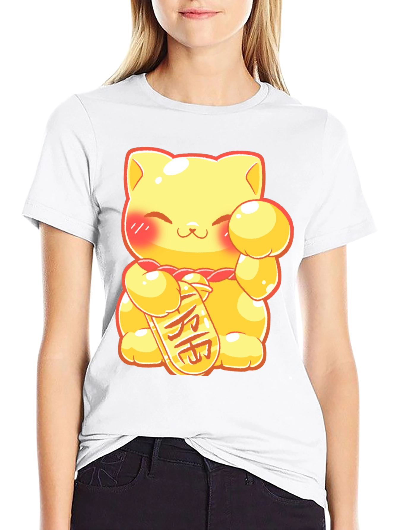 Black Lucky Cat Graphic Tee - Kawaii Style view 9