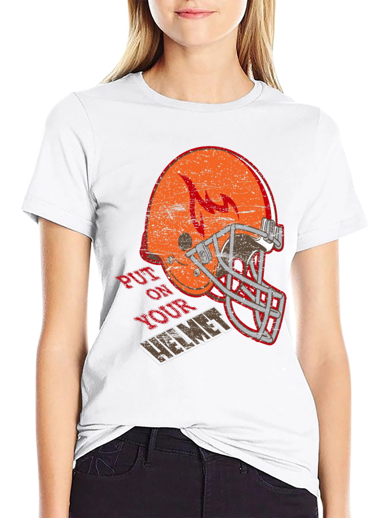 Black Put On Your Helmet Graphic T-Shirt view 9