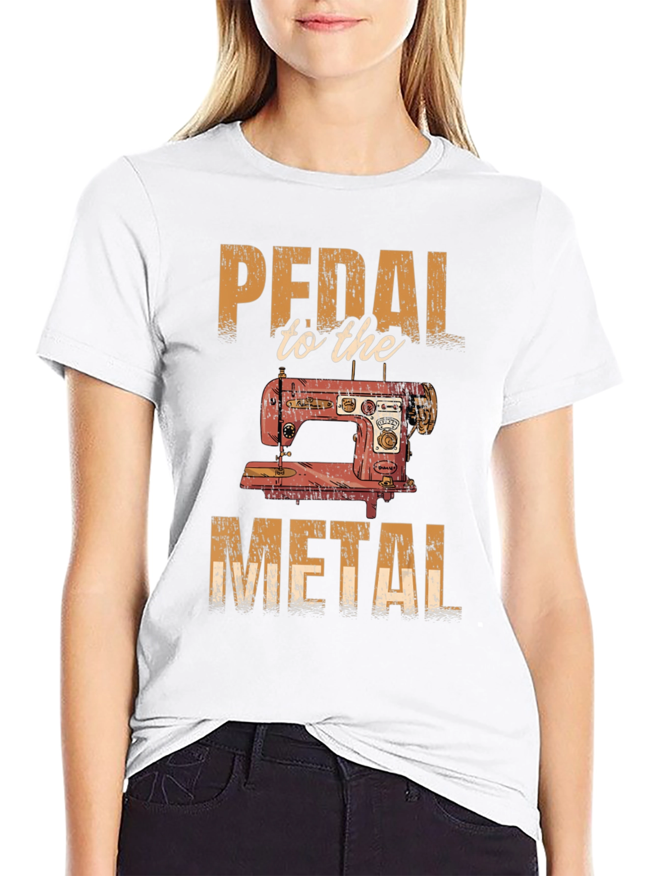 Black Pedal to the Metal Sewing Machine T-Shirt view 9