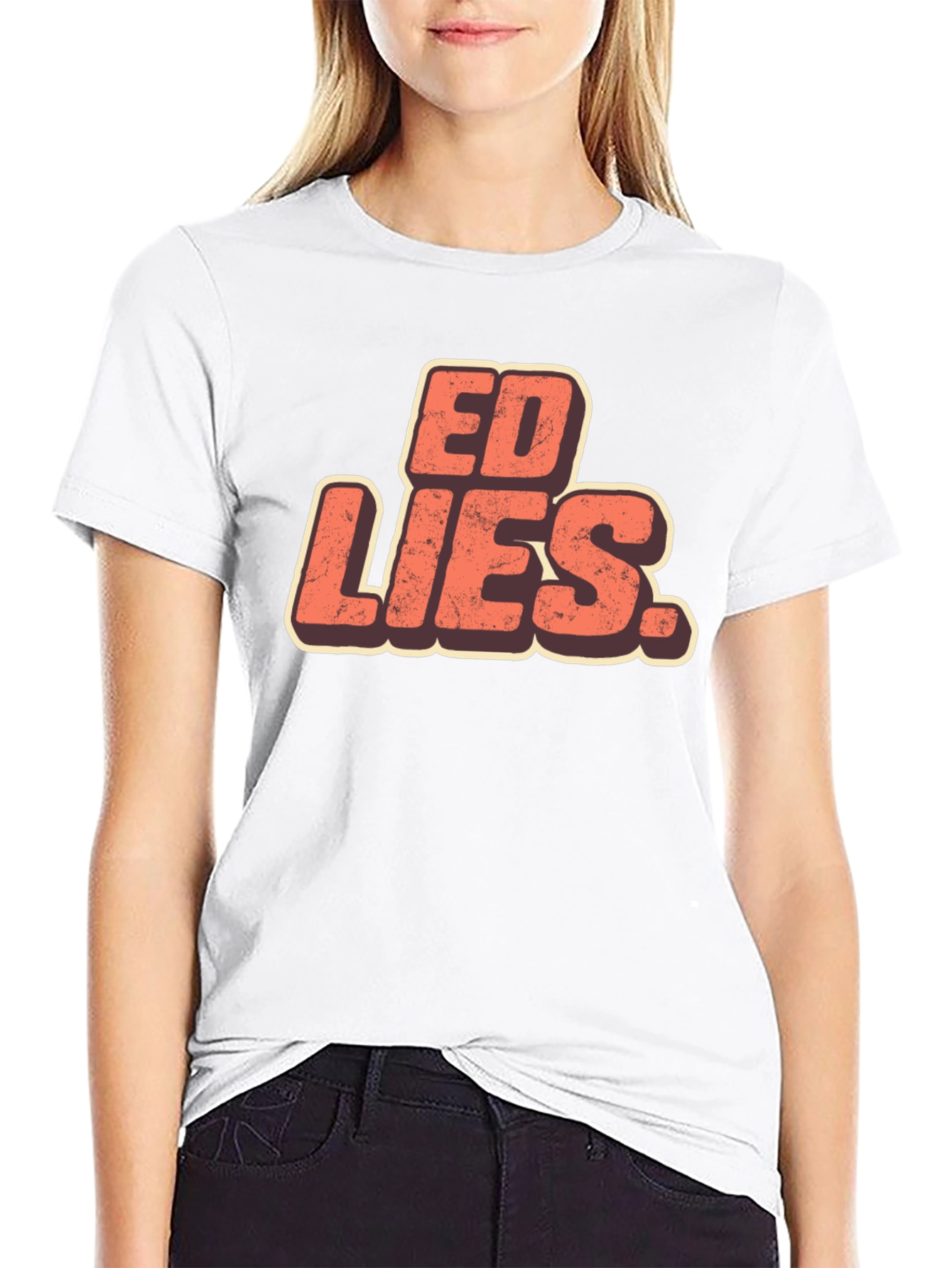 Black Ed Lies T-Shirt - Retro Design Black Tee view 9