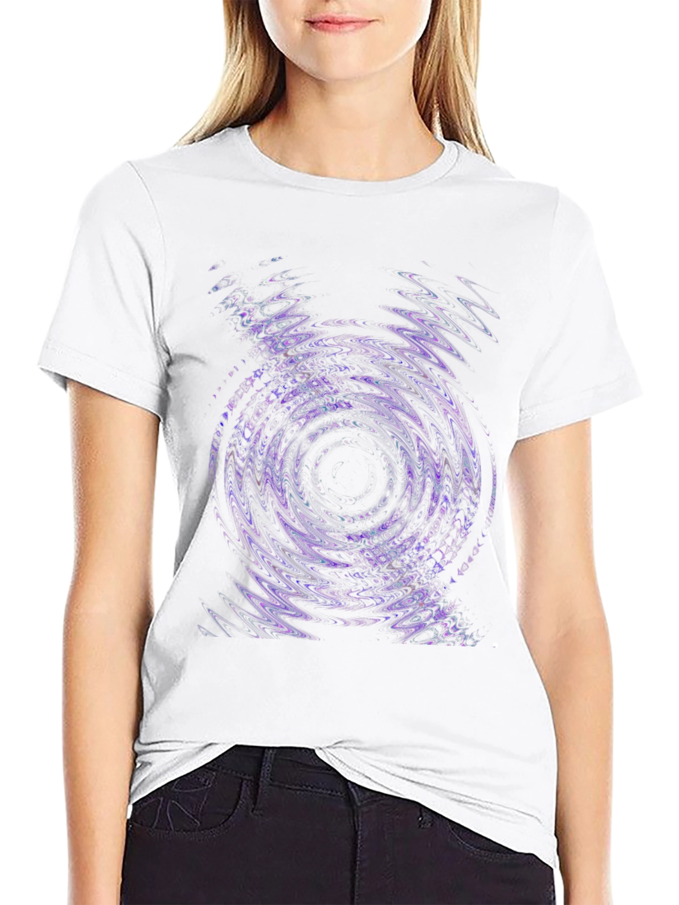 Black Abstract Vortex Graphic Tee - Black Cotton Blend view 9