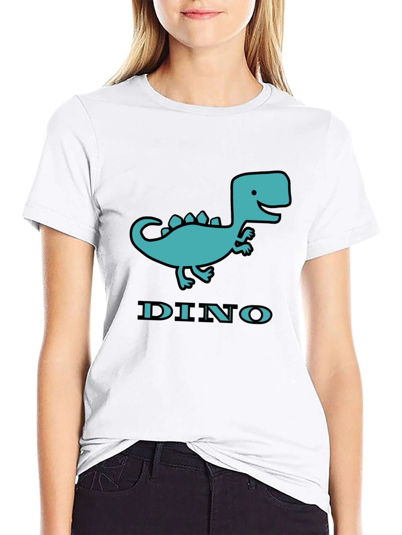 Black Dino T-Shirt - Cute Cartoon Dinosaur Graphic Tee view 9