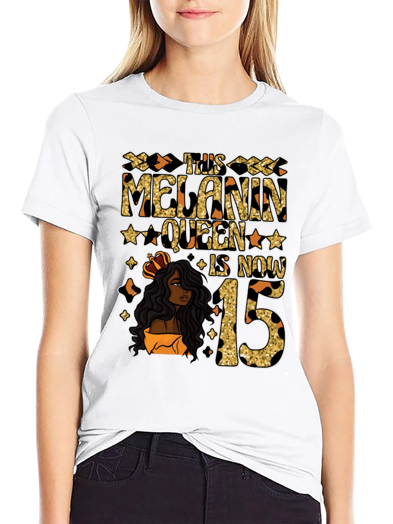 Melanin Queen 15th Birthday T-Shirt - 9