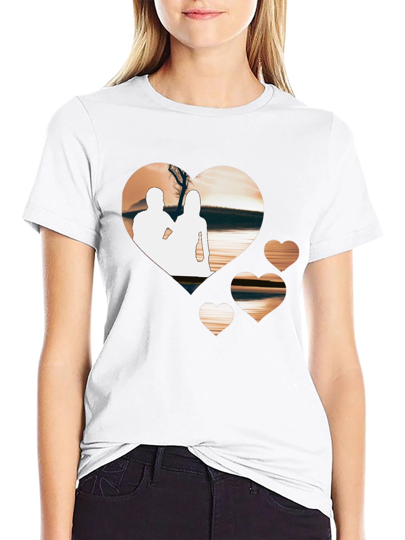 Black Romantic Hearts Graphic T-Shirt - Black view 9