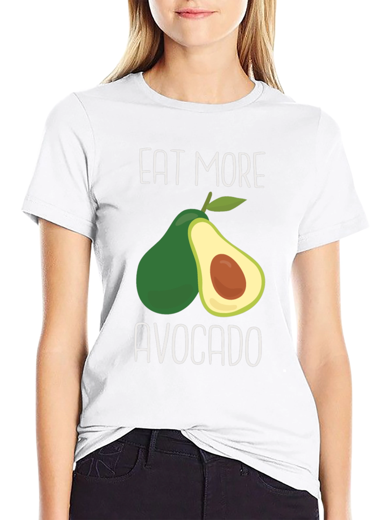 Black Eat More Avocado Graphic T-Shirt - Unisex Cotton Tee view 9