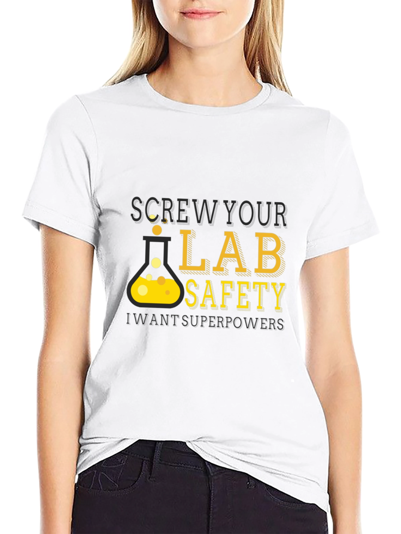 Black Screw Your Lab Safety - Want Superpowers T-Shirt view 9