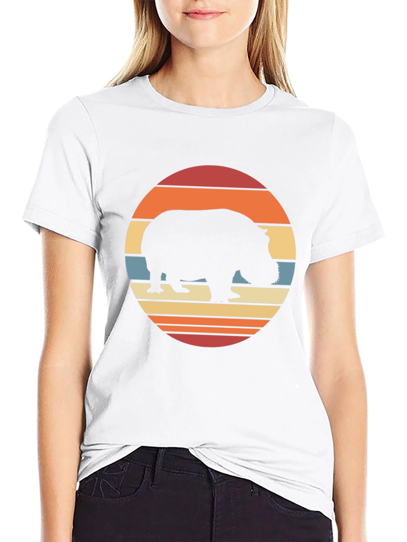 Black Retro Hippo Sunset T-Shirt - Black view 9