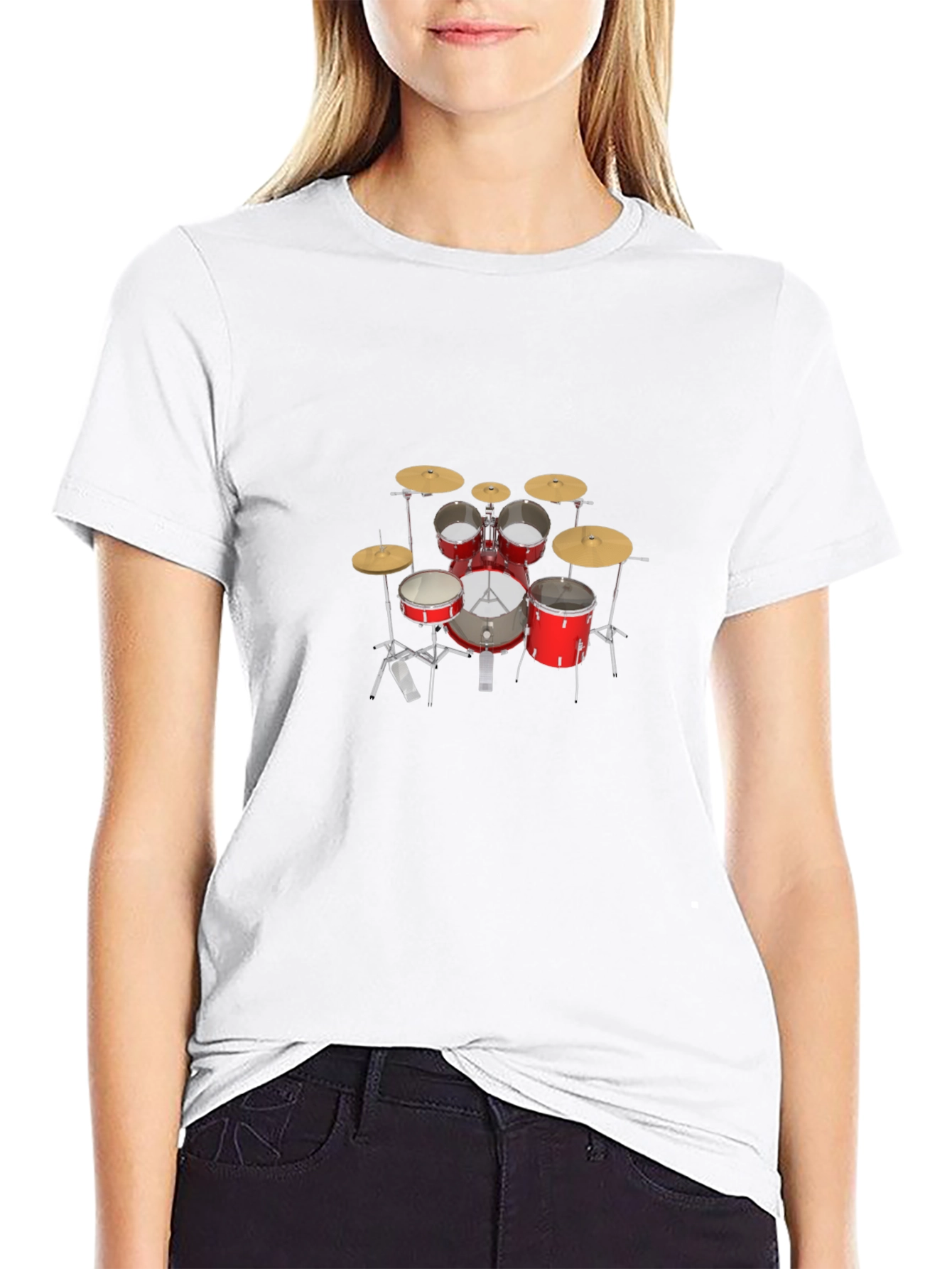 Black Drum Kit Graphic Print Black T-Shirt view 9