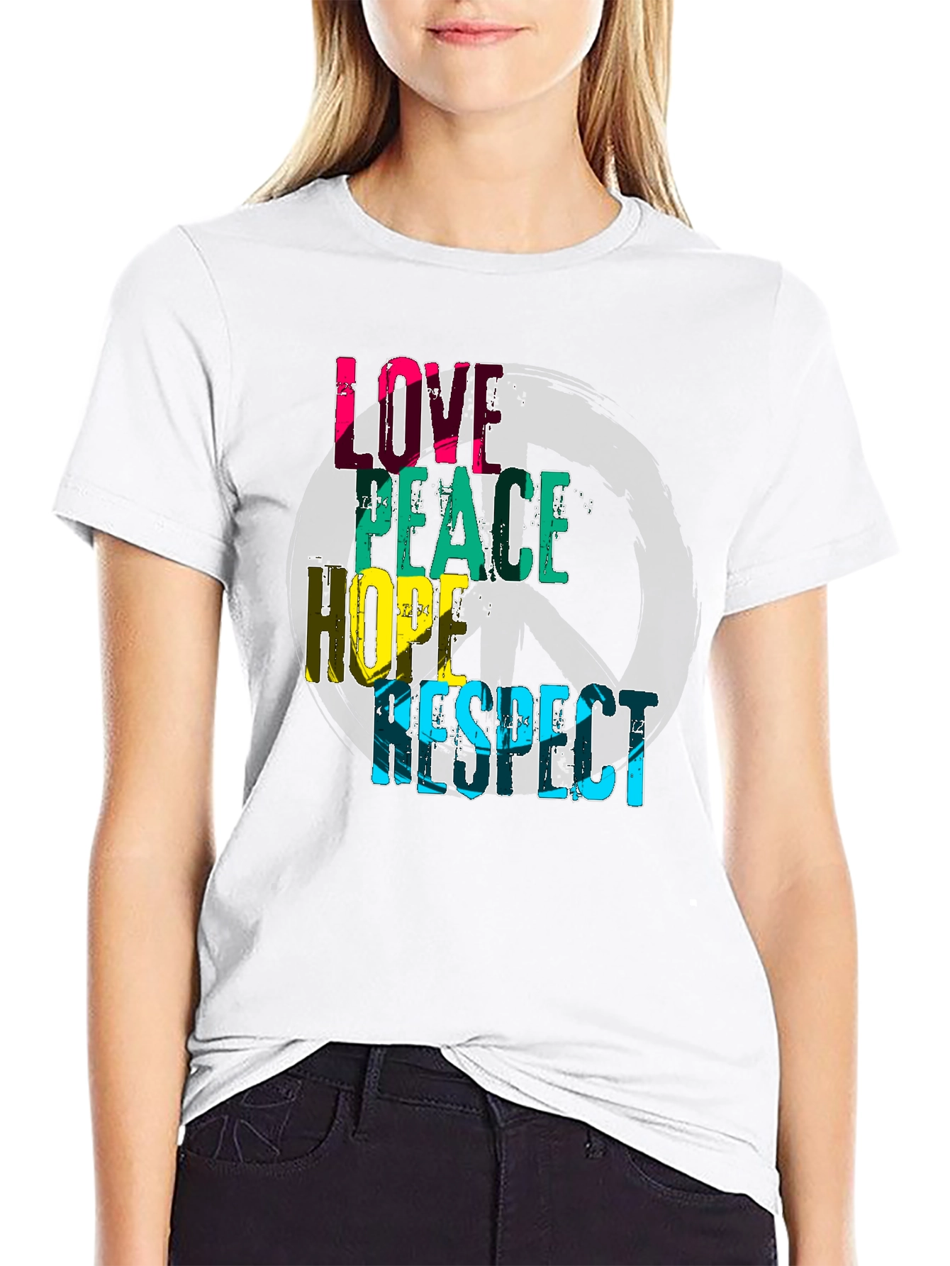 Black Love Peace Hope Respect Graphic T-Shirt view 9