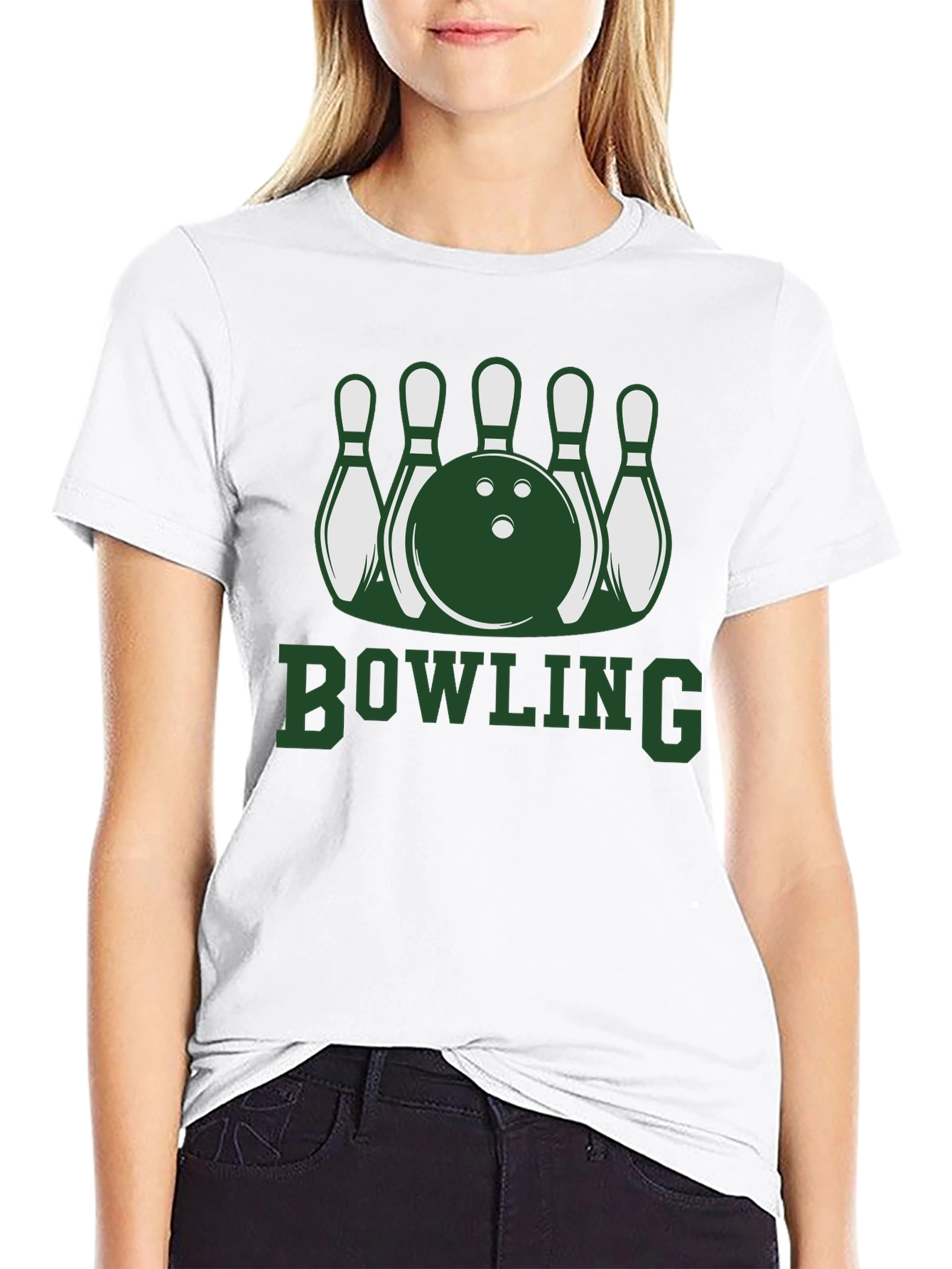 Black Bowling Pins & Ball Graphic T-Shirt view 9